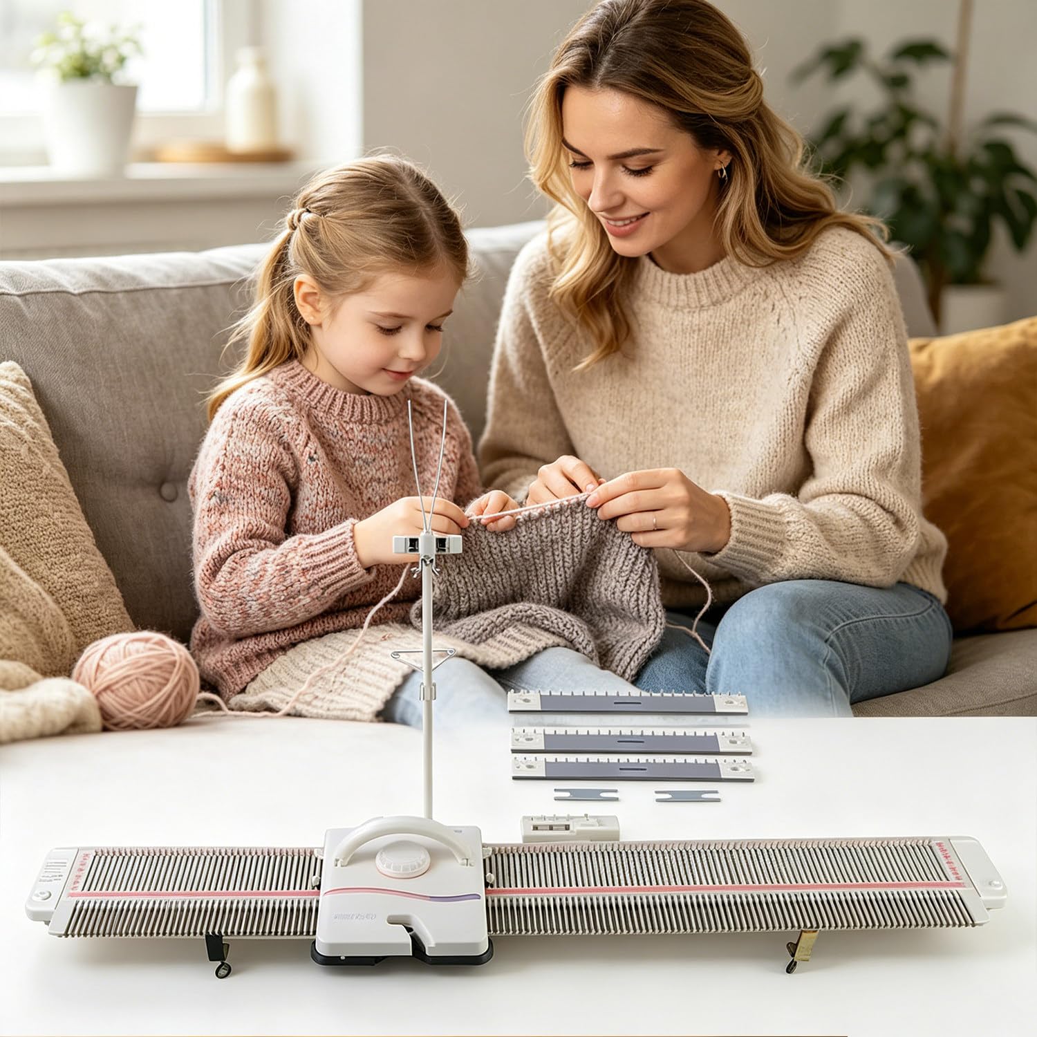 LXMydriasis Mid Gauge Knitting Machine,6.5mm Mid Gauge 150 Stitches Domestic Knitting Machine with Accessories, for Most Hand Knitting Yarn, Easy to Make Scarves and Hats, Easy Home Crafting