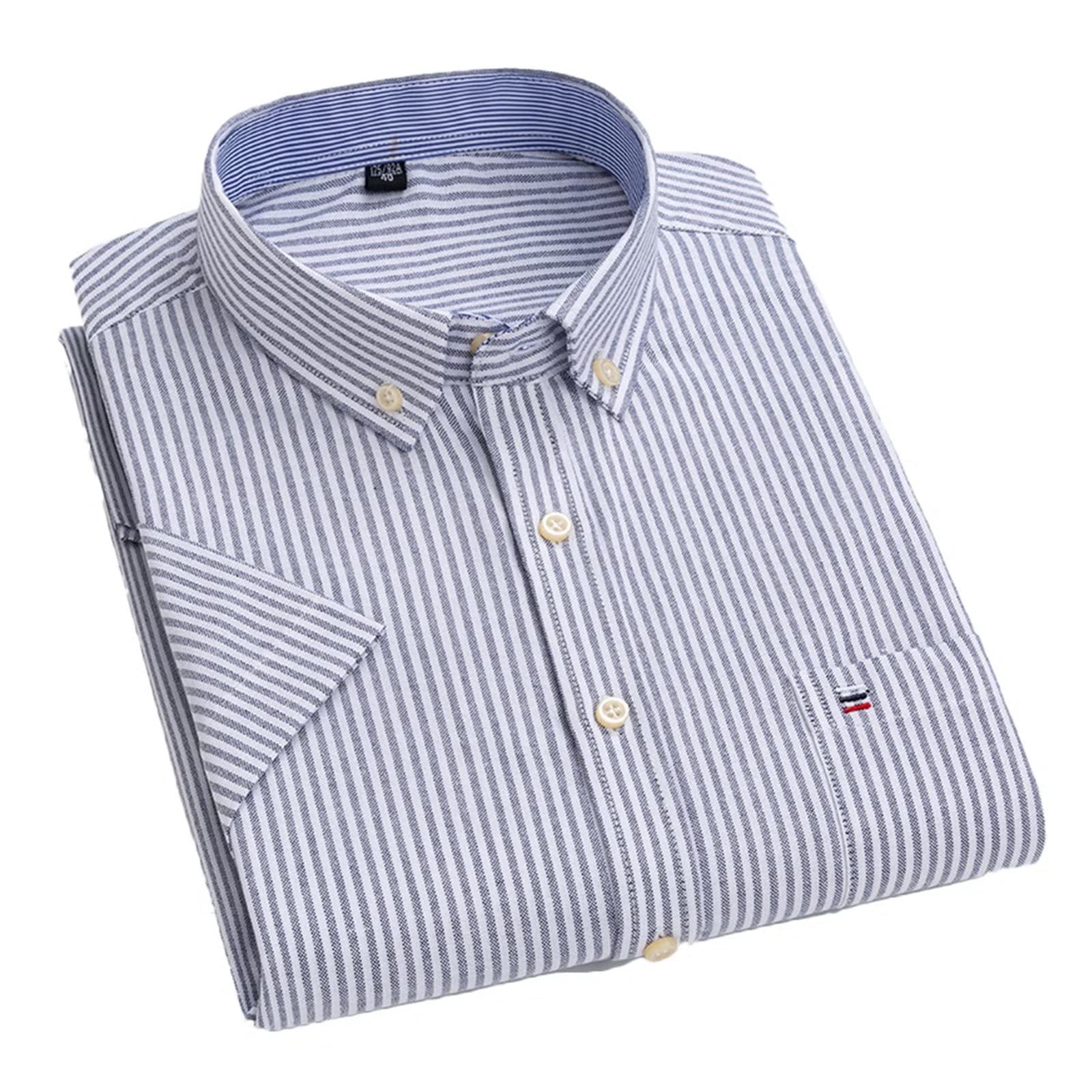 Los Hombres Camisas clásicos de Manga Corta Camisas Verano Tops Casual Camisa Oxford 100% Algodón