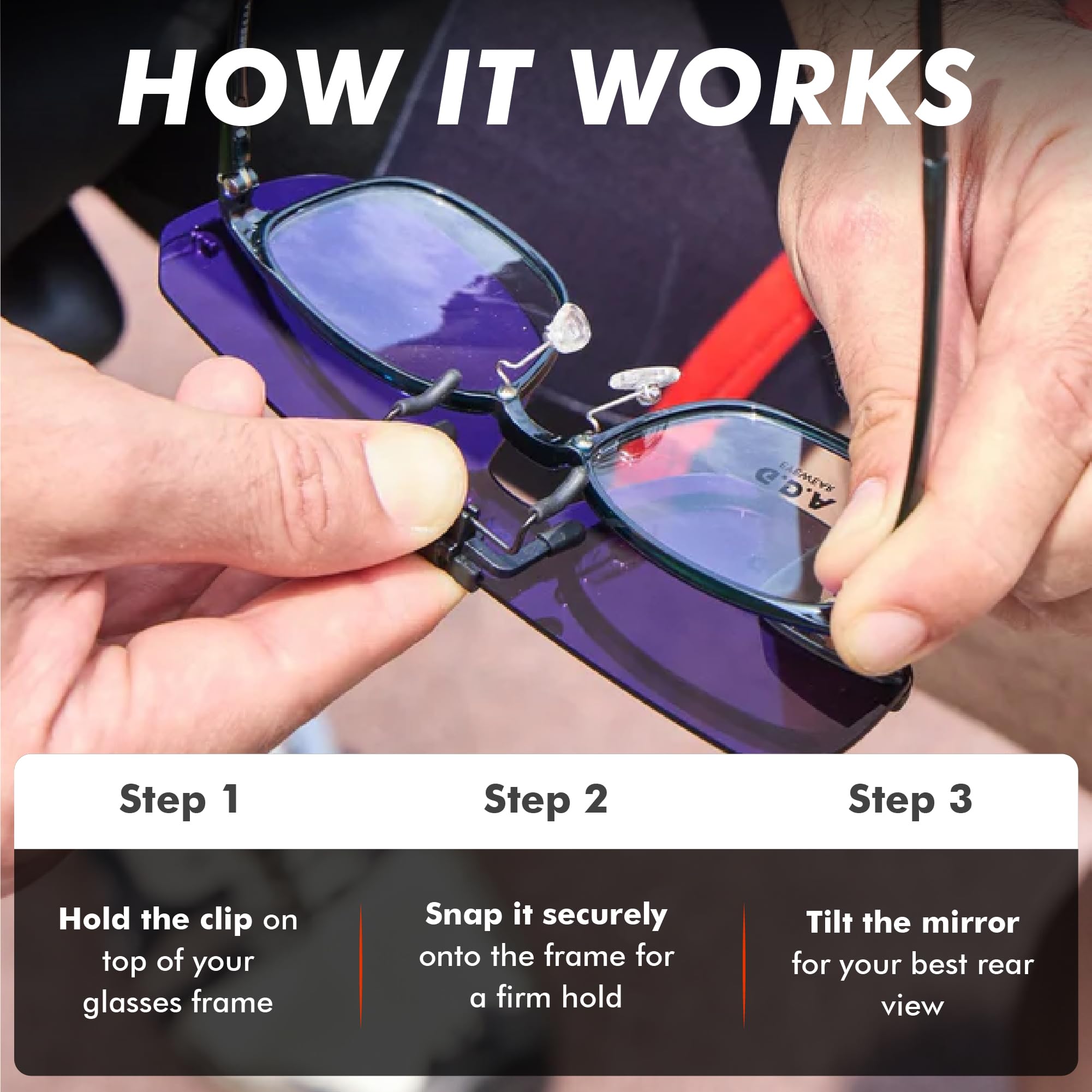 TriEye Clip-On Okulary Przeciwsłoneczne z Lusterkiem Lewym – Okulary Nakładane dla Osób z Okularami – 140/145 mm – Szkła Przezroczyste lub Dymione