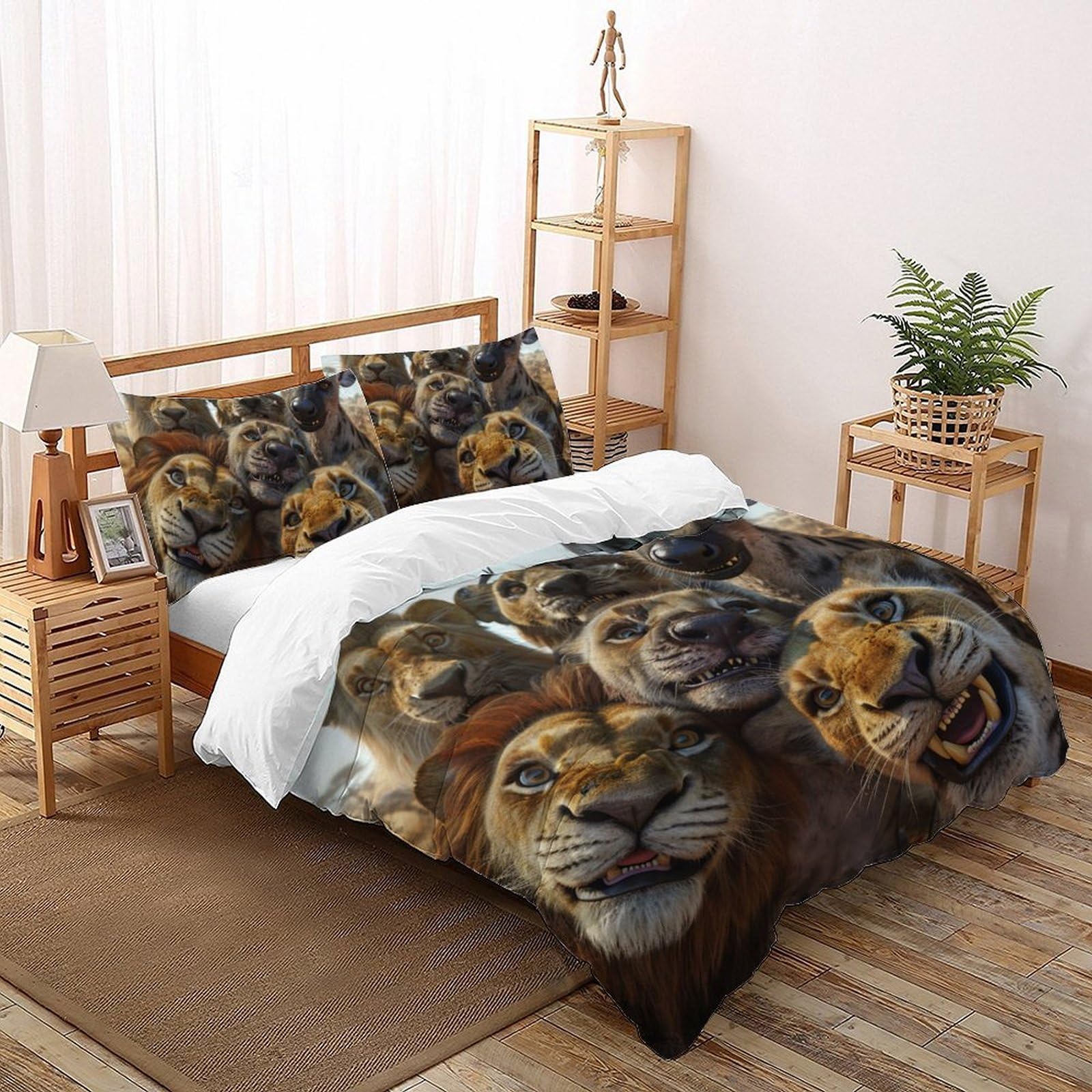 Housse de couette Animaux Africains 200x200 avec 2 taies d'oreiller pour lit double enfant