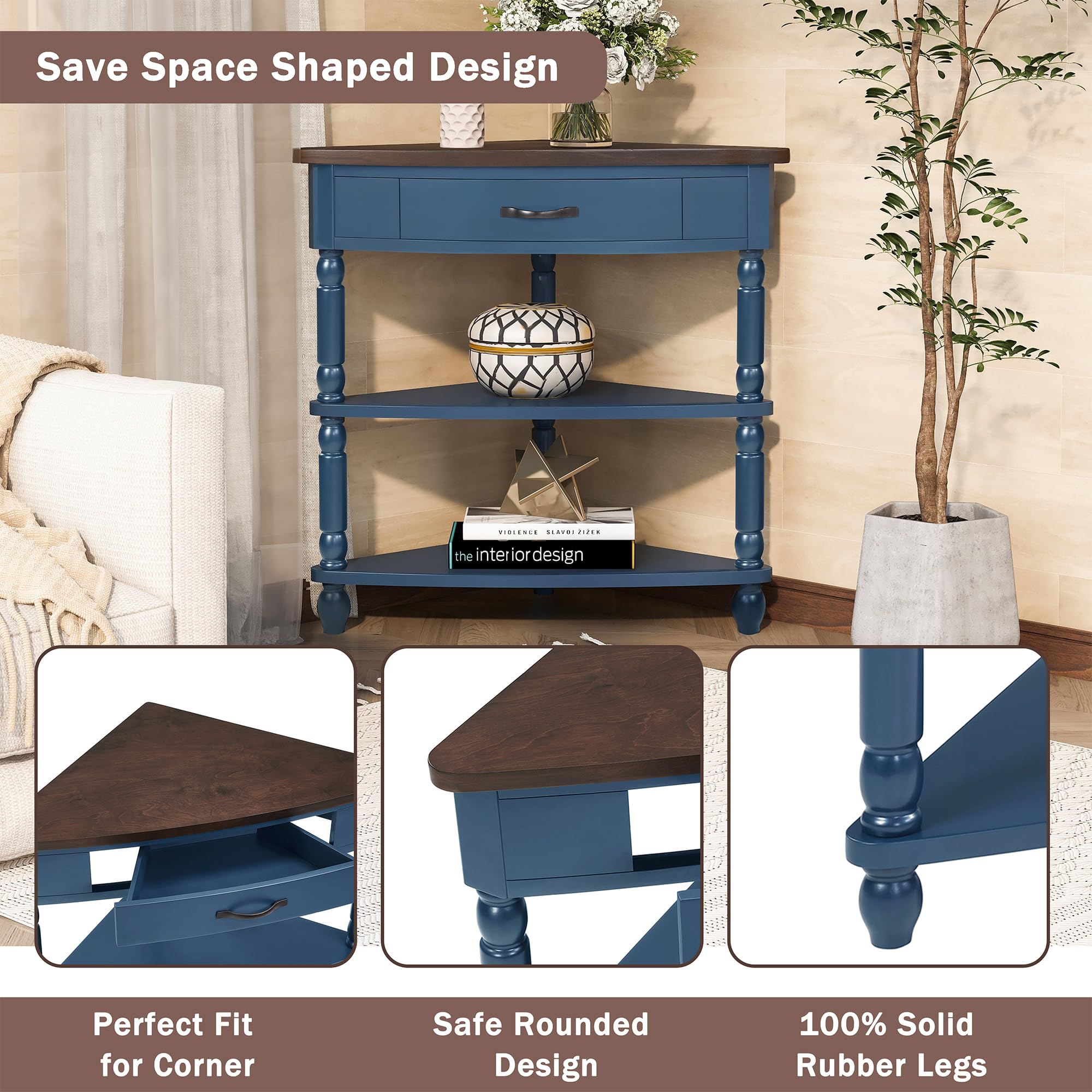 Amazon.com: TERRUPEX 33.8'' Small Triangle Corner Table, 3 Tier