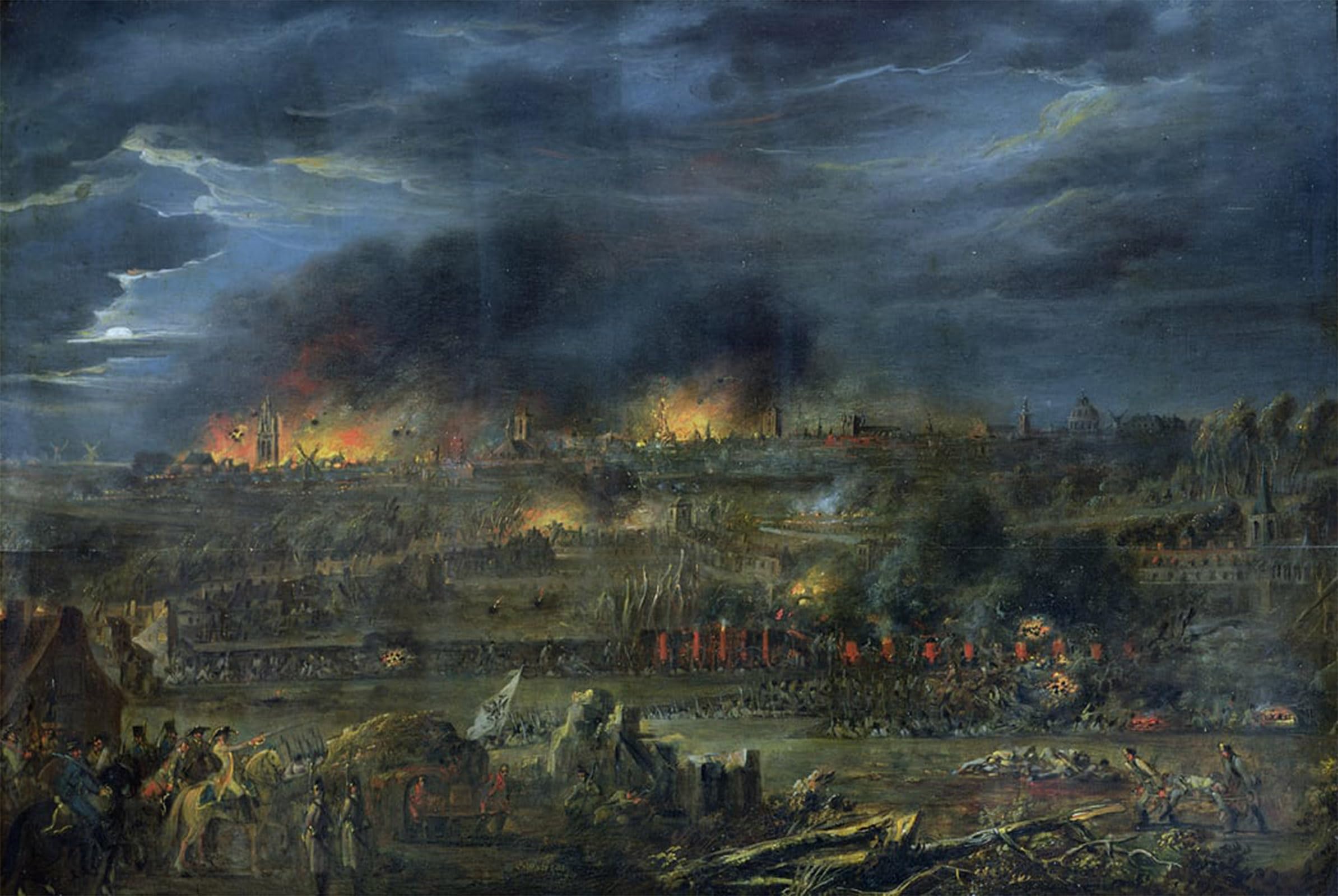 ARTXLXXBN Famous Painting Art Wall Decor Abstract Art Picture the Bombardment of Lille in by Francois Louis Watteau Animal Pictures for Home Decor 60x90cm