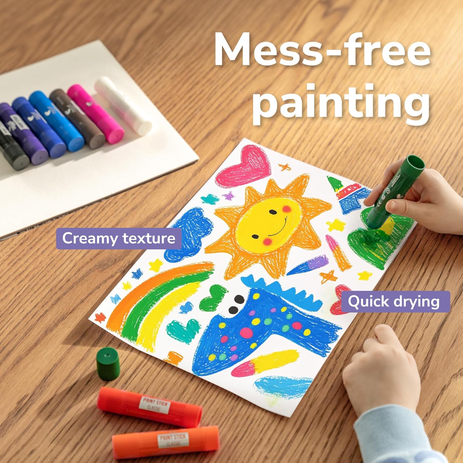 Zenacolor Tempera Paint Sticks - 12 Colors Kids Paints - Non-Toxic Washable Paint Sticks for Kids - Mess Free Quick Drying Art Supplies for Toddlers (Pack of 3) image 3