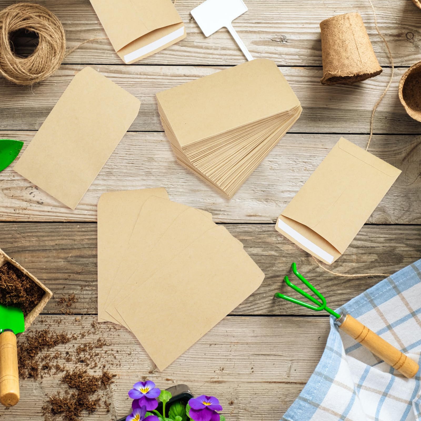 Buste per Semi Kraft da 100 Pezzi, Autosigillanti in Carta Kraft per Conservare Piccoli Oggetti