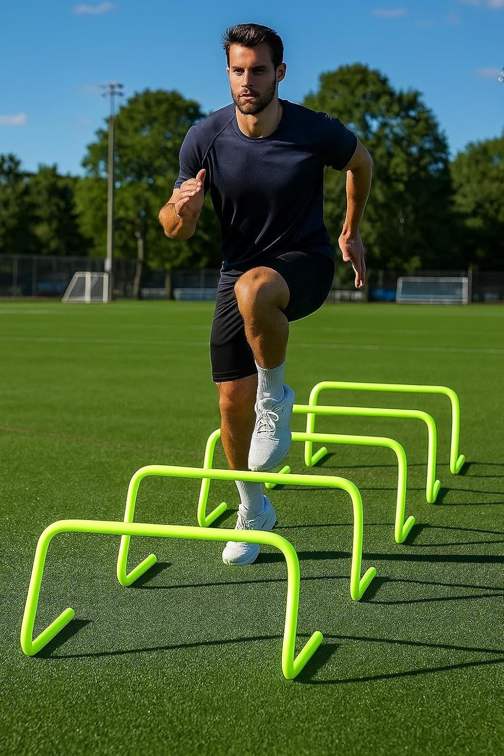 mrt sports training hurdles for field speed coordination! kids occupational therapy .available in height 6,9,12,15 inch strong pvc tube built agility hurdles (9 inches, pack of 9 pcs) yellow