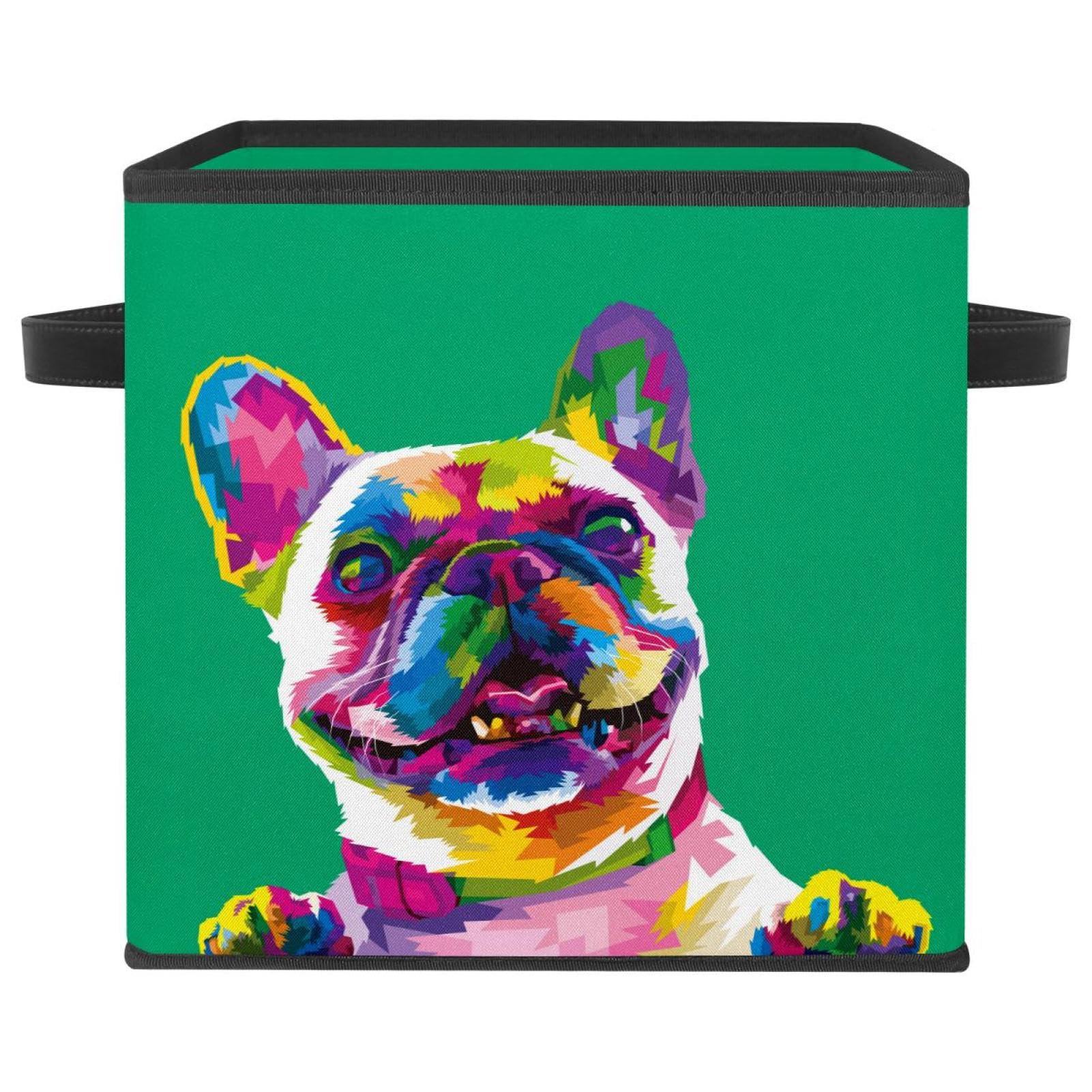 Organiseur bouledogue pliable avec poignées bac en tissu grand volume