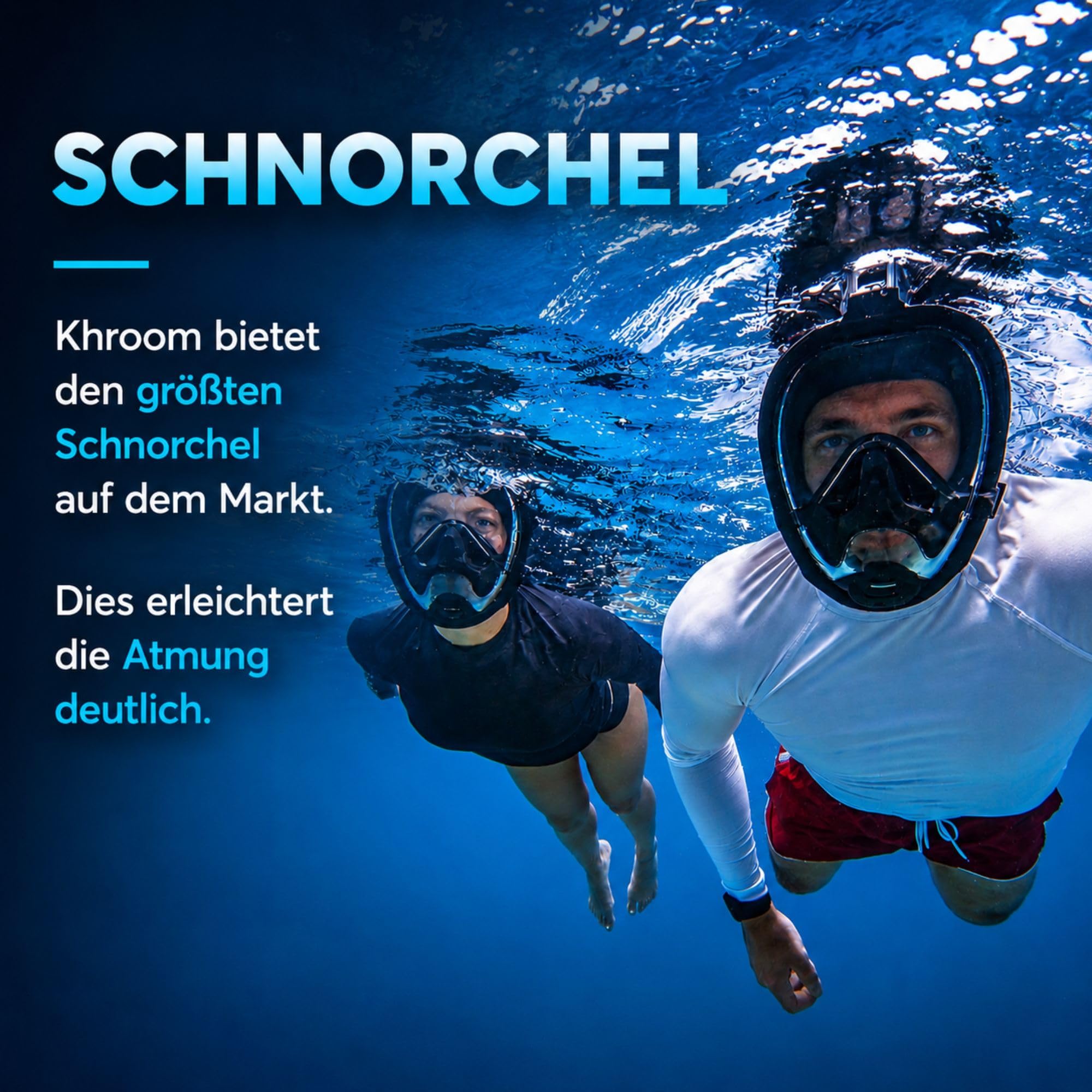 Khroom Schnorchelmaske mit Druckausgleich Erwachsene Seaview Pro Plus | CO2 sicher - bekannt aus Höhle der Löwen - Vollgesichtsmaske mit Silikonnase