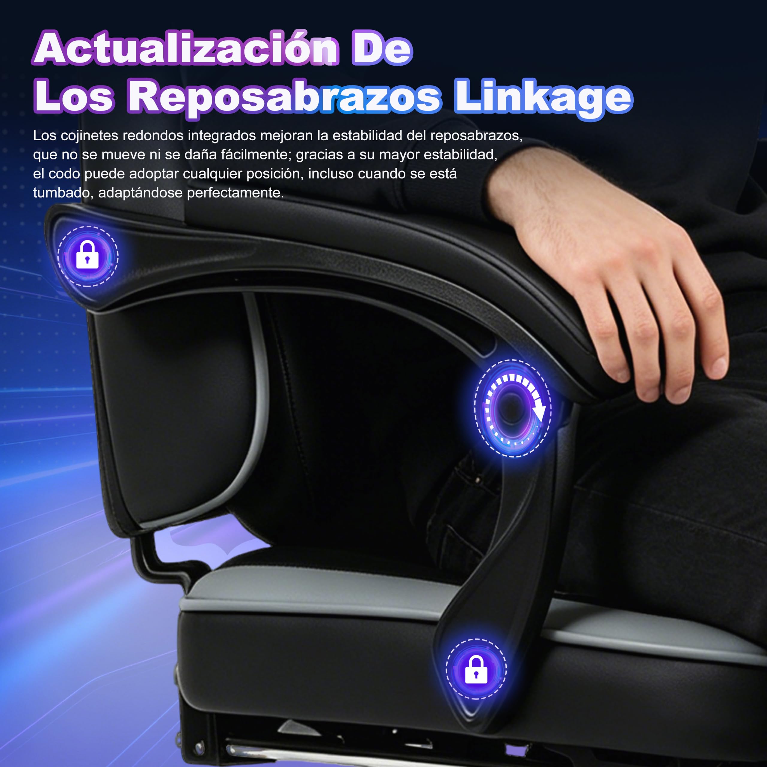 Andyou Silla Gaming Ergonomica con Reposapiés–Regulable en Altura, Cuero PU, Reposacabezas y Soporte Lumbar, Respaldo Reclinable 90-135°, 130 kg, Negro