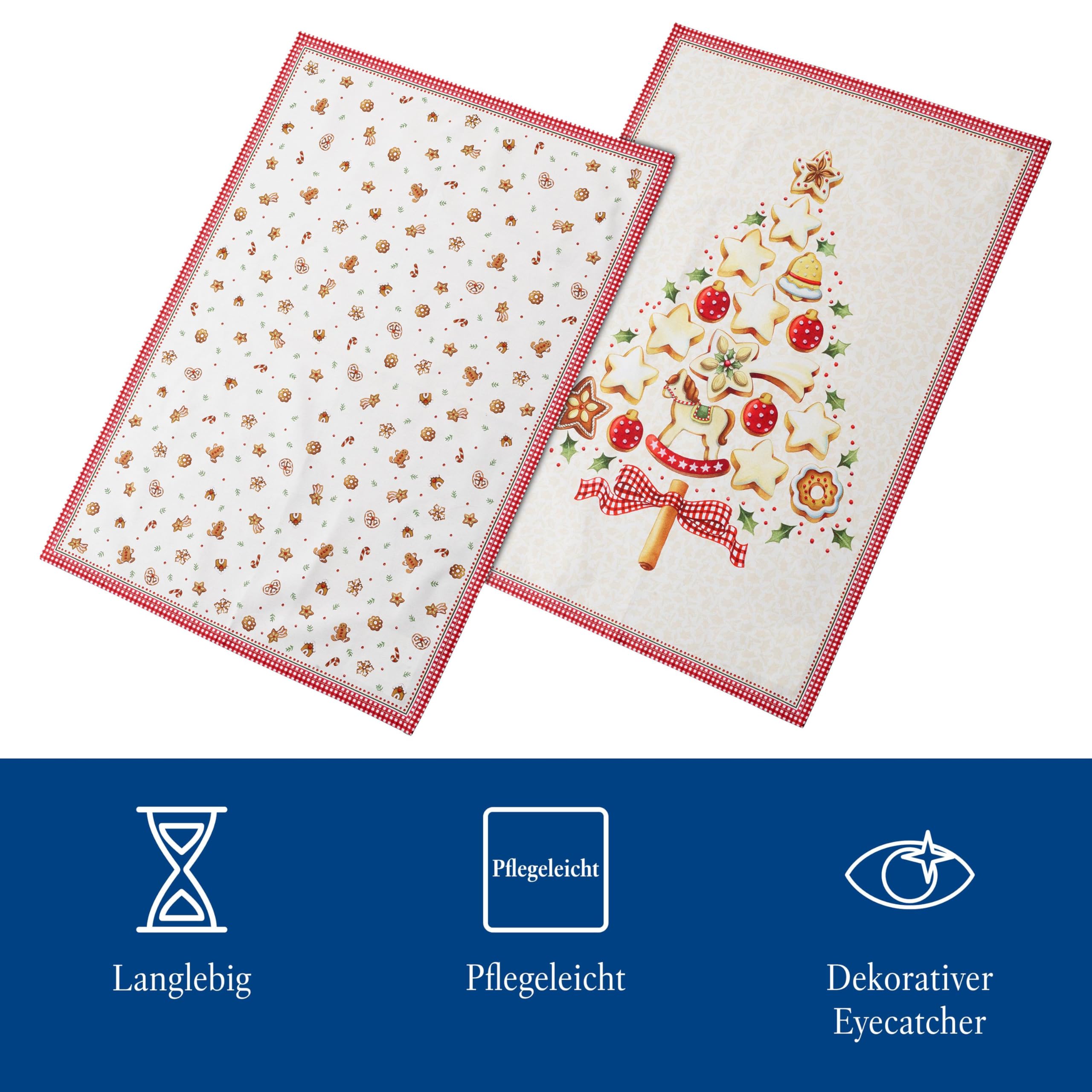 Villeroy & Boch Zestaw ręczników do herbaty Winter Bakery Delight, 2 szt., dekoracyjne ściereczki z motywami świątecznymi, z bawełny, wielokolorowe, 50 x 70 cm