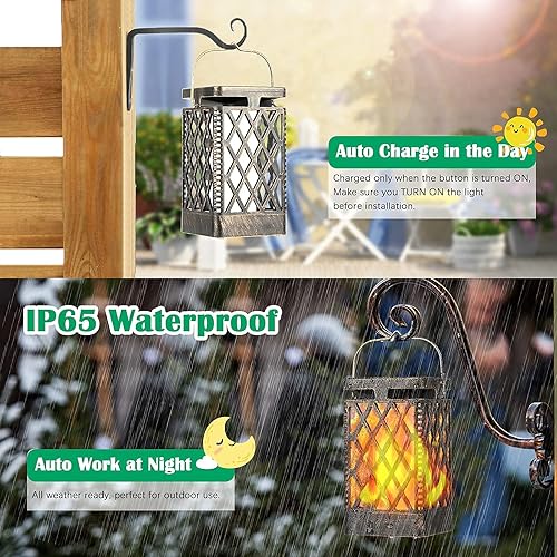 Miniatura 8 de TomCare Farol solar de llama parpadeante para exteriores con luces solares brillantes mejoradas