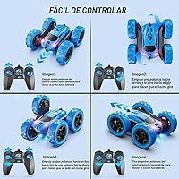 Vista 6 de Coche de control remoto, juguetes de autos RC para niños de 6 a 12 años, auto de acrobacias 4WD con luces LED y giros de 360°, 2.4GHz