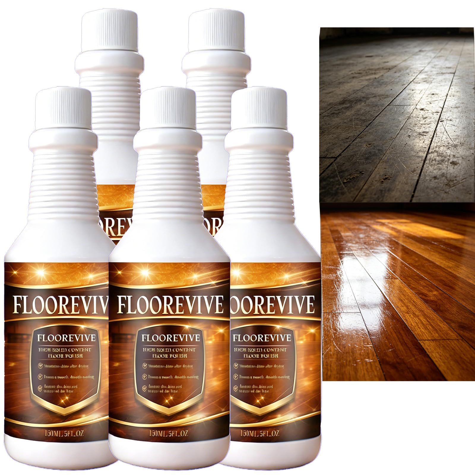 Polish & Restorer Multi-Surface Floor Polish & Restorer - Limpia, brilla y protege azulejos, laminado, vinilo, madera dura y mármol - Fácil pulverización y fregona para todo el hogar (5 unidades)