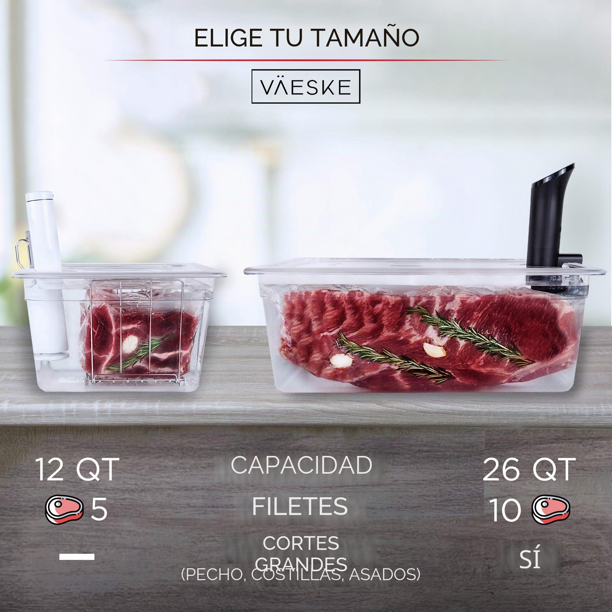 VÄESKE Recipiente Sous Vide con Tapa y Rejilla | Previene Flotación | Cocina a la perfección | Compatible con la Mayoría de los Roner Sous Vide (11 L)