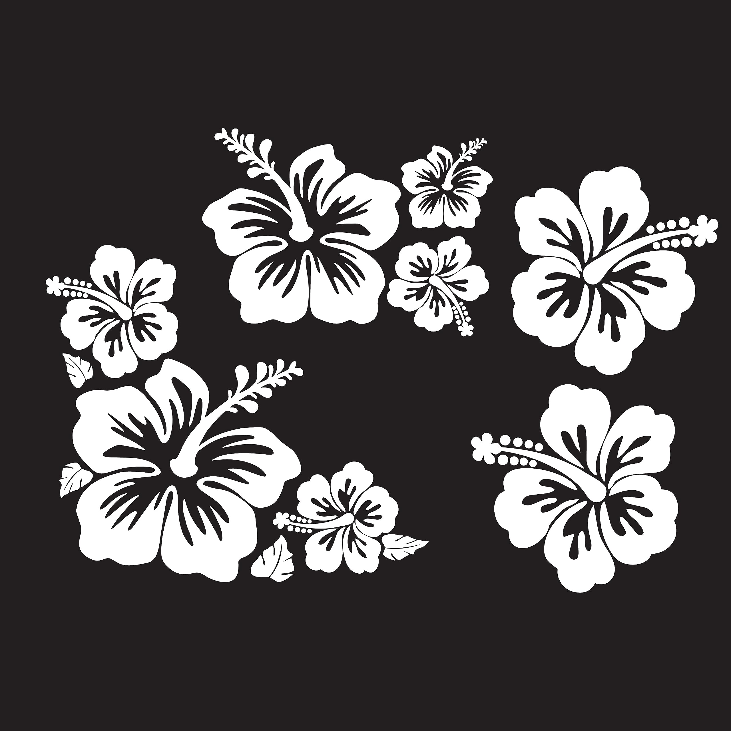 Yoonek Graphics Hawaii Hibiscus Flower Set of 4 Vinyl Decal Transfer Tape Designed for Applications on car Windows, laptops, and Various Surfaces. No