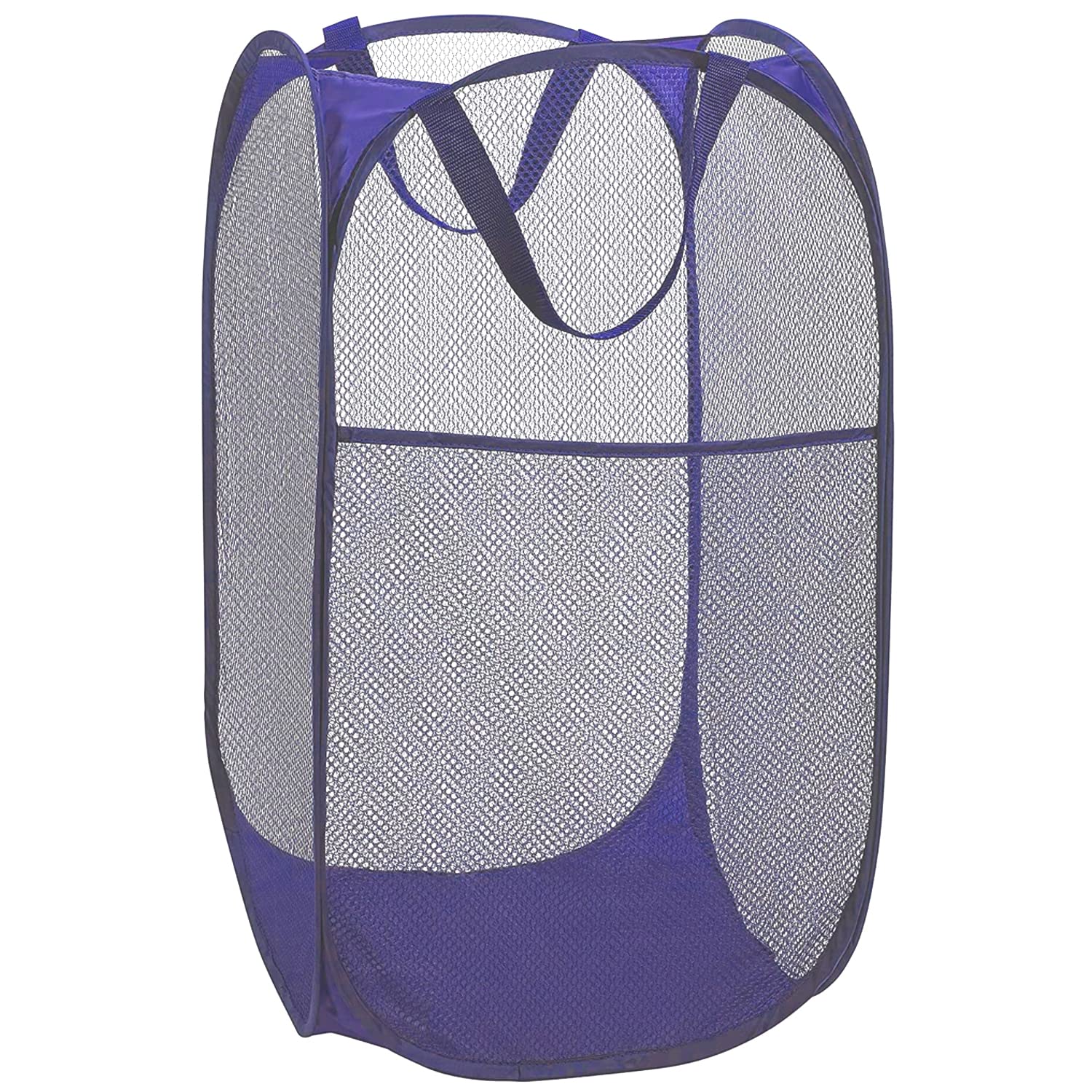 BATTOO Deluxe Strong Mesh Pop up Laundry Hamper Basket with Side Pocket Foldable Hamper for Laundry Room, Bathroom, Kids Room, College Dorm or Travel Royal Blue