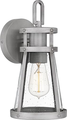 Miniatura 1 de Quoizel BAB8406ABA - Aplique de pared para exteriores, 1 luz, 100 vatios, aluminio cepillado antiguo