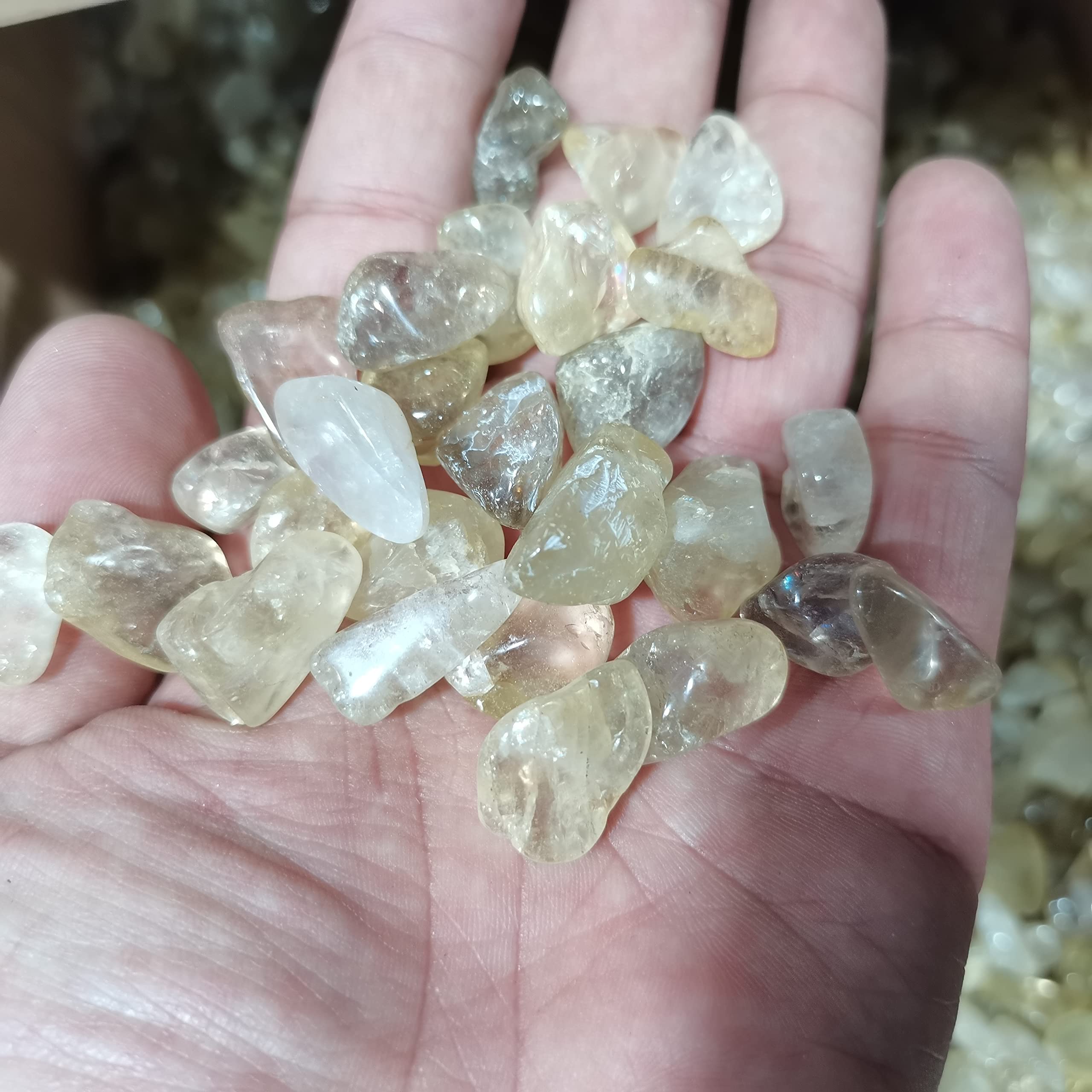 Decoración del hogar Cristal Natural Grava espécimen Cuarzo topacio decoración del hogar Colorido for Acuario Piedra Roca Piedras Inicio Colecciones (Size : 300g)