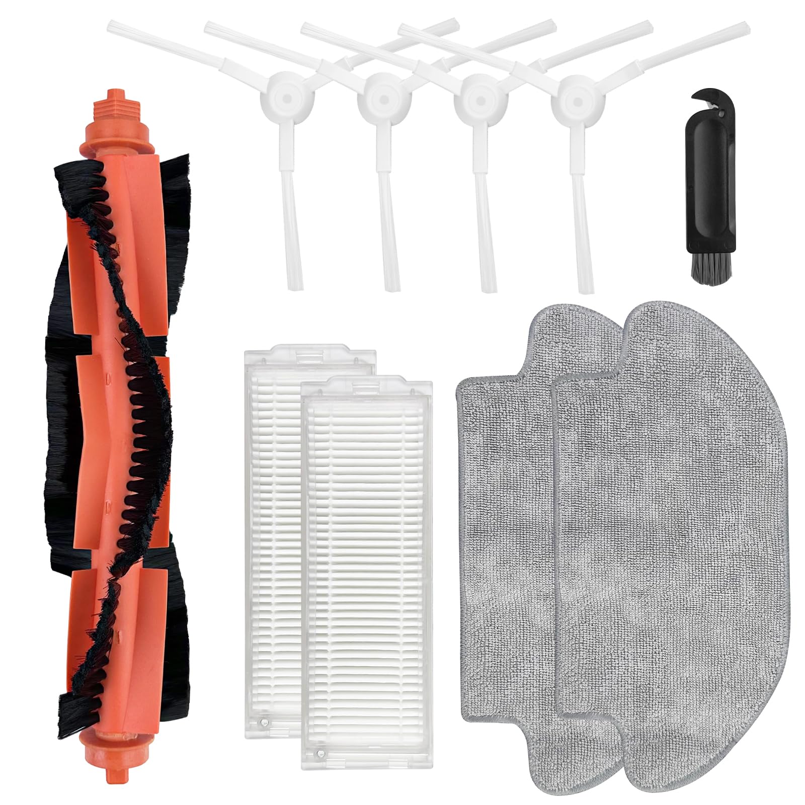 Accesorios de Recambios Compatible con Xiaomi Robot Vacuum Mop 2S/Mop P/Mop Pro/S12 Recambio, 1Cepillos Principales, 4Cepillos Laterales, 2Filtros, 2Trapos Fregona, 1Herramientas Limpieza