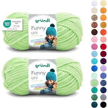 Gr ndl Funny Plain Chenille Wool 2 Balls 100 g Light Green Thick soft chenille wool for crocheting cuddly and skin-friendly 100% polyester 100 g / 120 m needle size 5 - 6