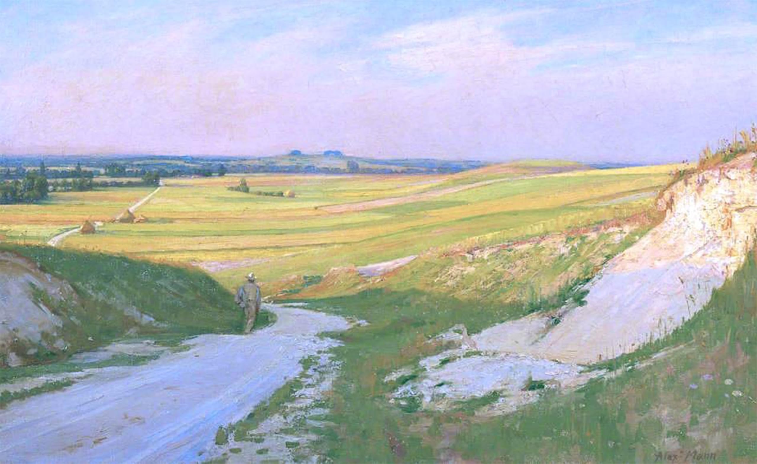 ARTXLXXBN Famous Painting Art Wall Decor Abstract Art Picture the Road to Wittenham Clumps Near by Alexander Mann Animal Pictures for Home Decor 60x90cm