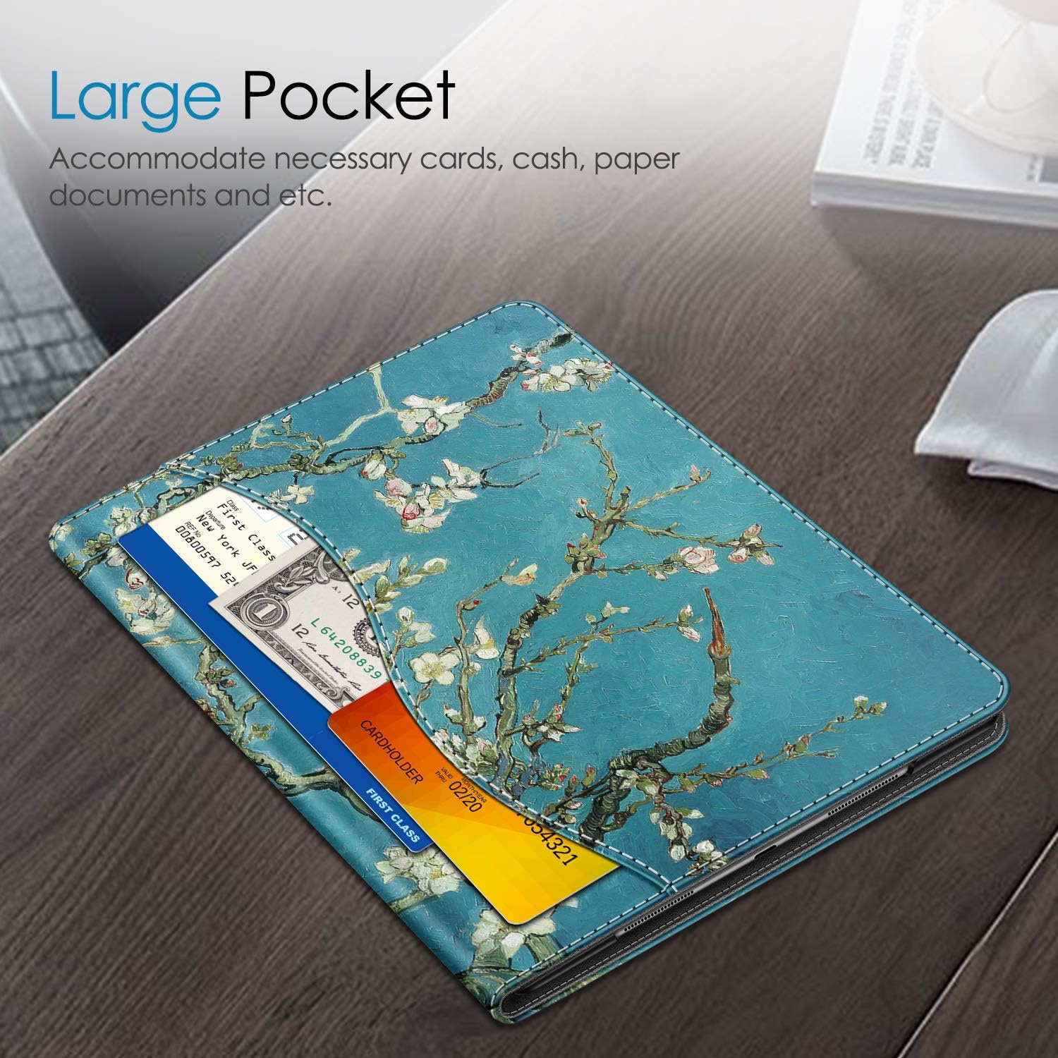 Fintie Case for iPad Air (3rd Gen) 10.5" 2019 / iPad Pro 10.5" 2017- [Sleek Shield] Premium PU Leather Slim Fit Multi Angle Stand Cover with Pocket, Pencil Holder, Auto Wake/Sleep, Blossom