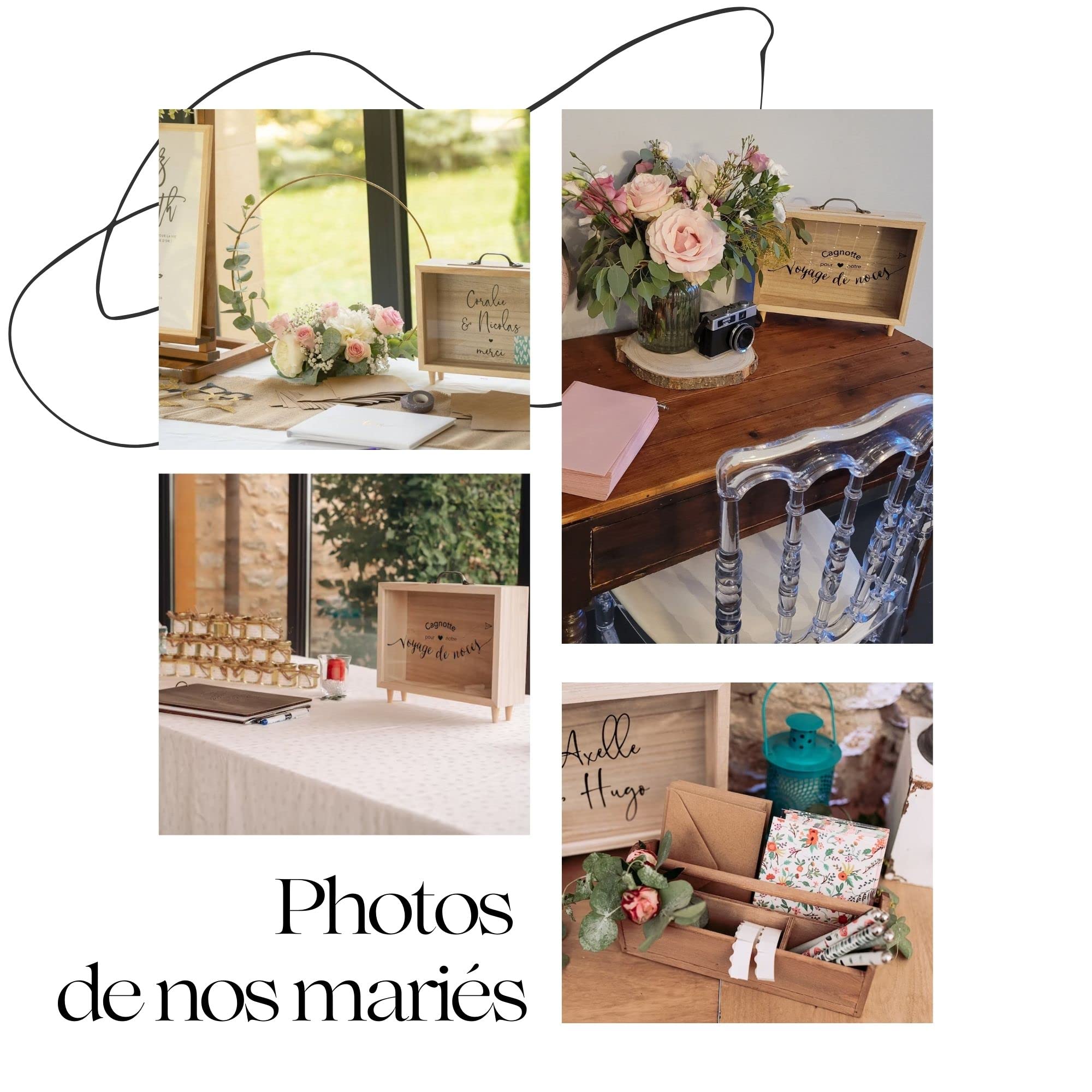 Urne mariage - Urne transparente - Tirelire - Boite en bois - Caisse en bois | Decoration mariage champetre - Cadeau invites enveloppes - Accessoire