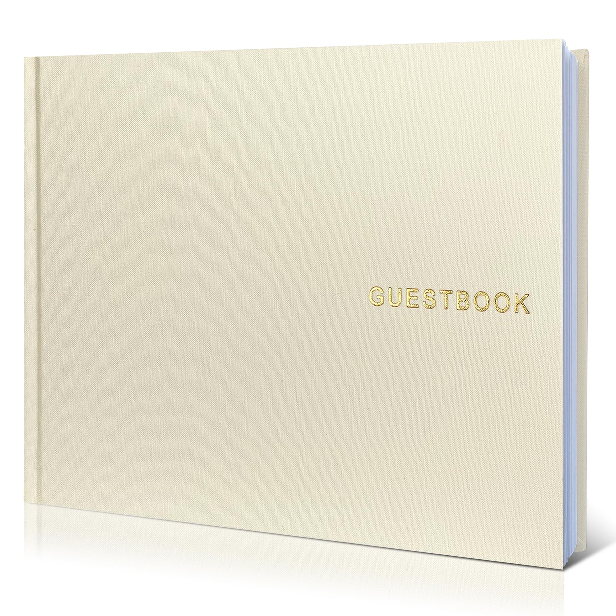 WeddingGiftsWedding Elegant Linen Wedding Guset Book - Polaroid Guest Book for Wedding Reception,Baby Shower,Bridal Shower and Special Events - 100 Blank Pages for Sign in and Photos (A-Cream)