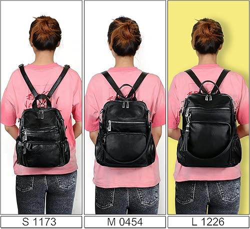 Miniatura 3 de UTO - Mochila de cuero vegano para mujer, cartera de diseñador de moda, bolso convertible de viaje con borla y bolsillo con cierre para el hombro