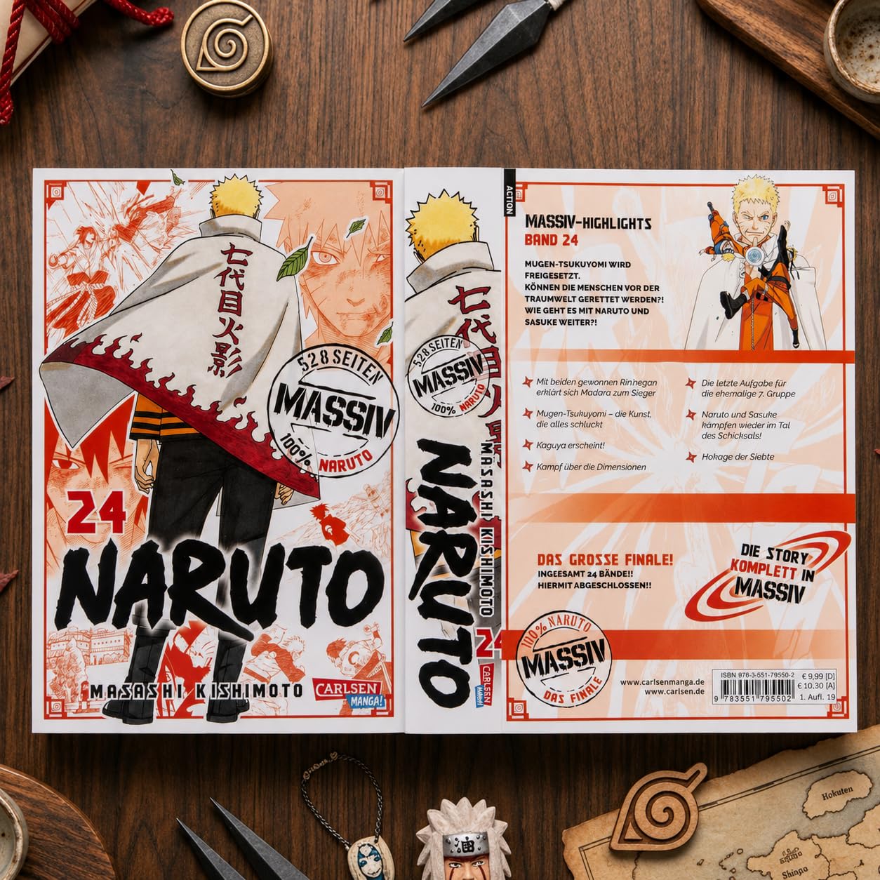 Masashi Kishimoto - Naruto Massiv Manga Set Band 21-24 - Originalserie auf Deutsch voller Ninja Action & Abenteuer Anime Bücher Bundle - Shonen Comic Sammelbandausgabe mit exklusivem Lesezeichen