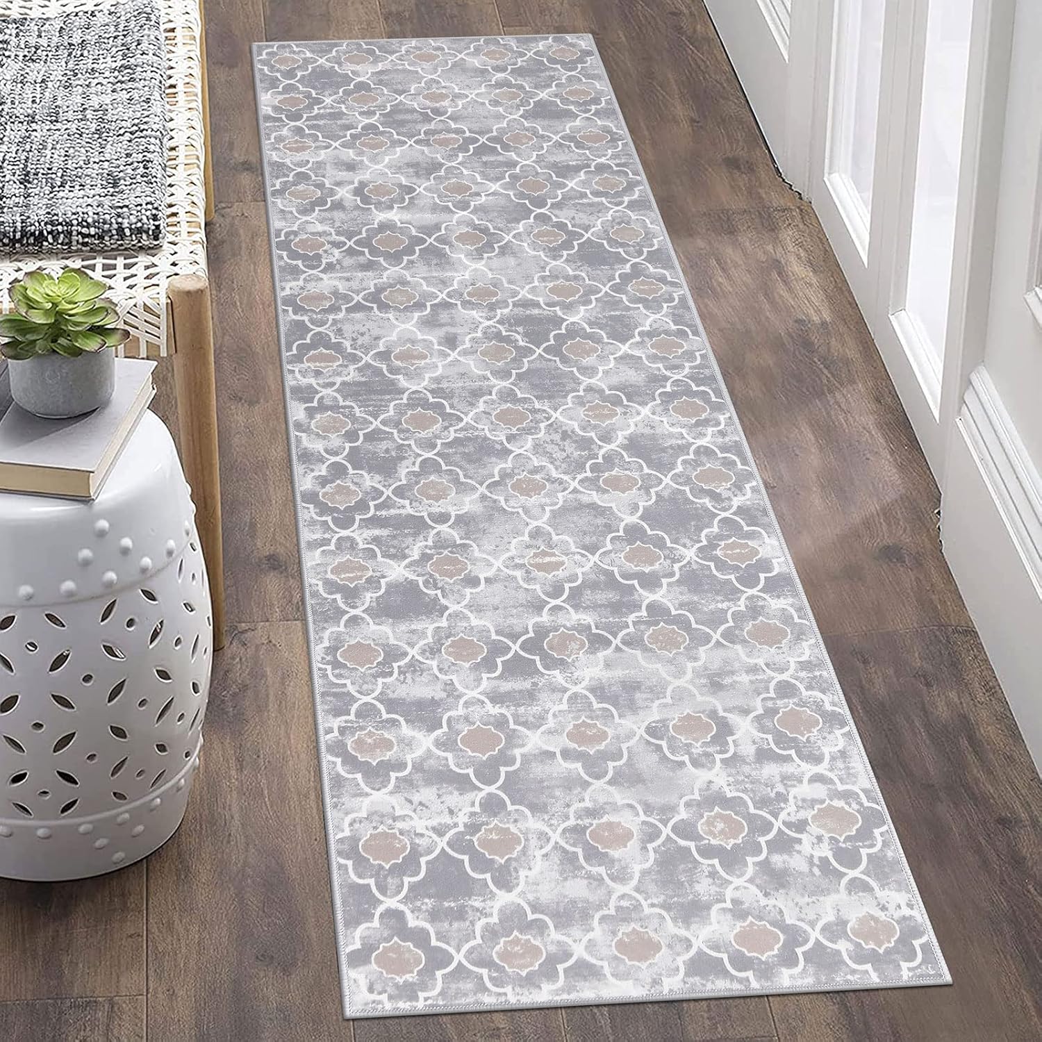 Vaukki Moroccan Hallway Runner Rug, Vintage Soft Laundry