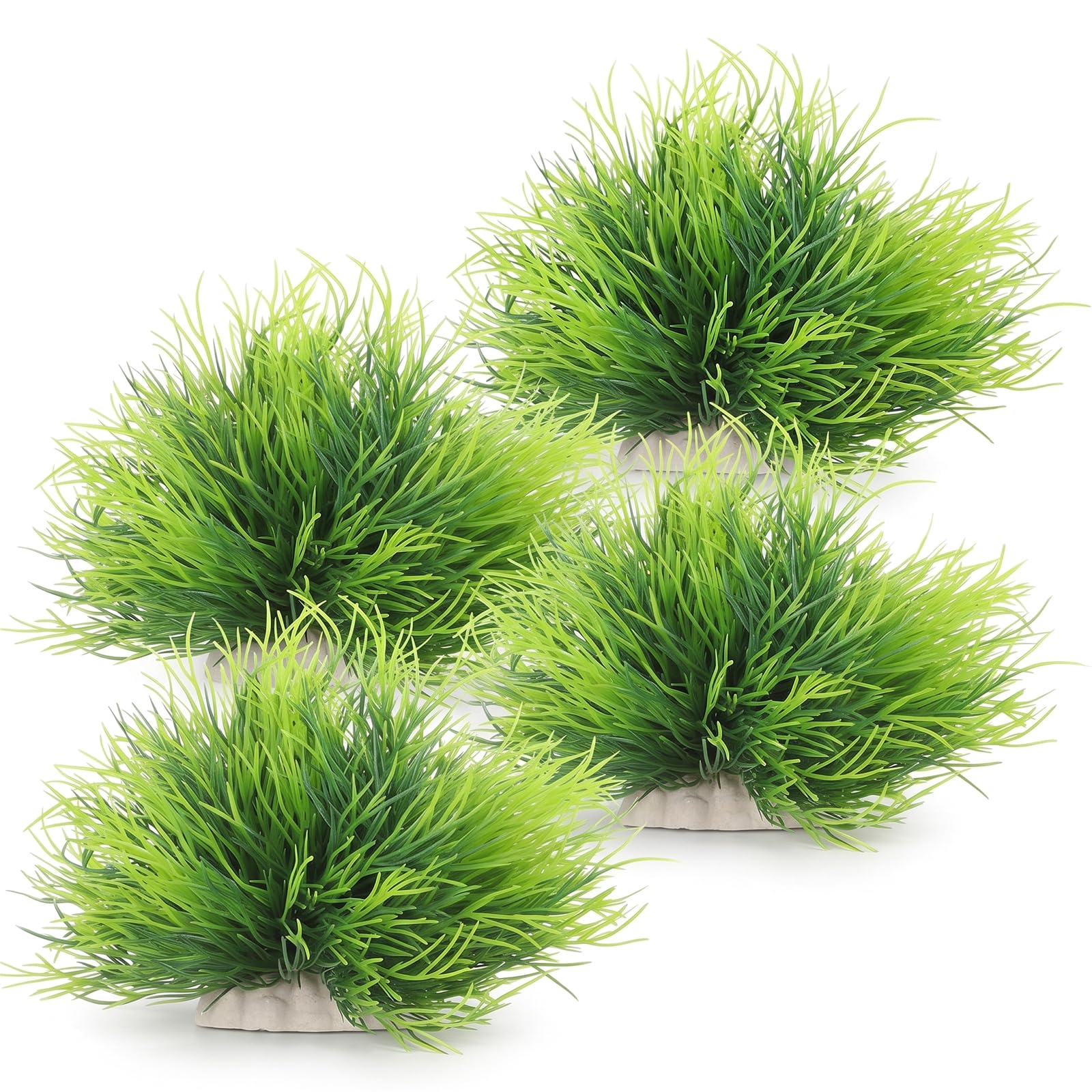 ZHUOmengyun 4Pcs Artificial Fish Tank Plants, Realistic Aquarium Decor with Weighted Base Lifelike Water Plants for Guppy Betta Habitats Aquascaping Reptile Terrariums