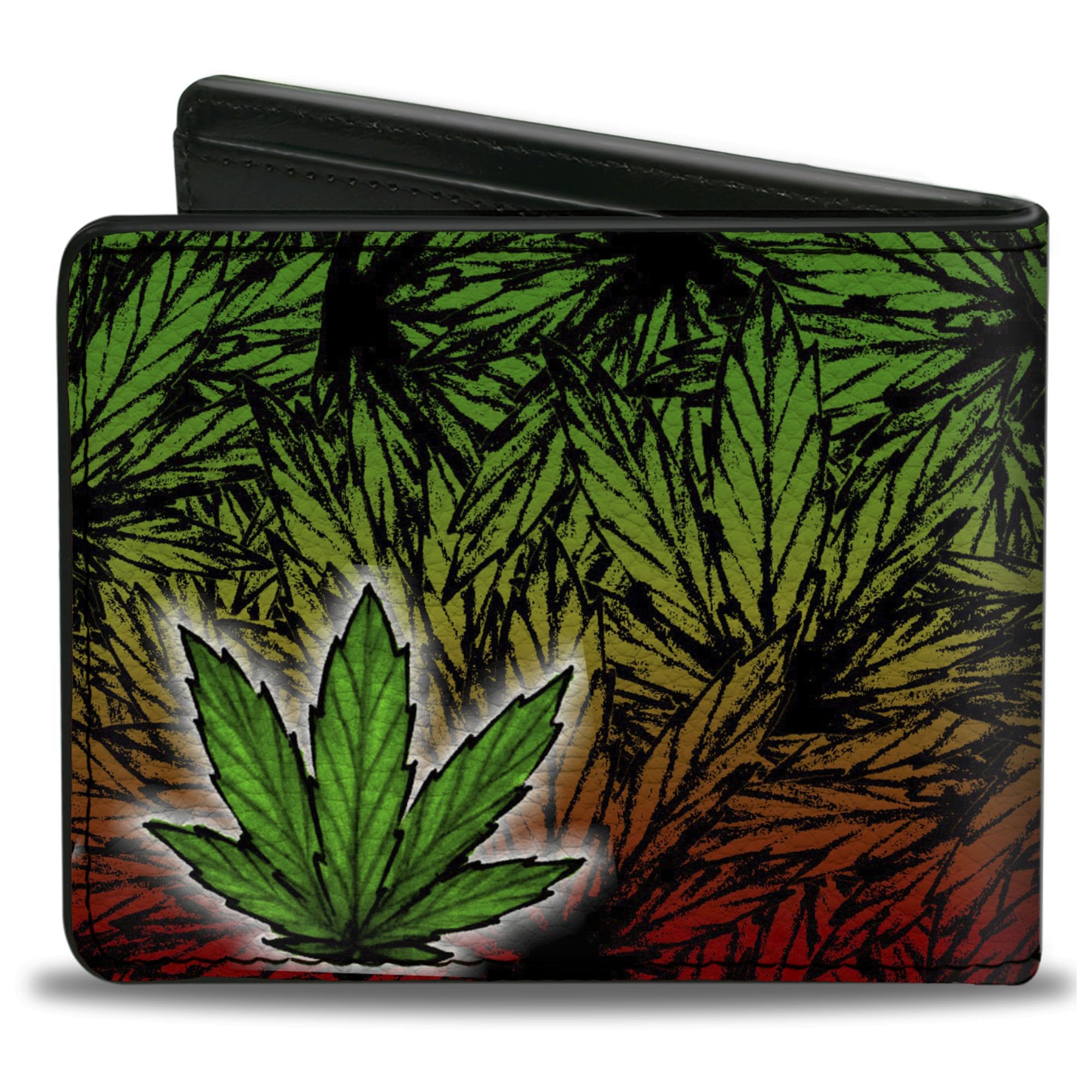 Buckle-Down Men's Bifold Wallet Weed, 4.0