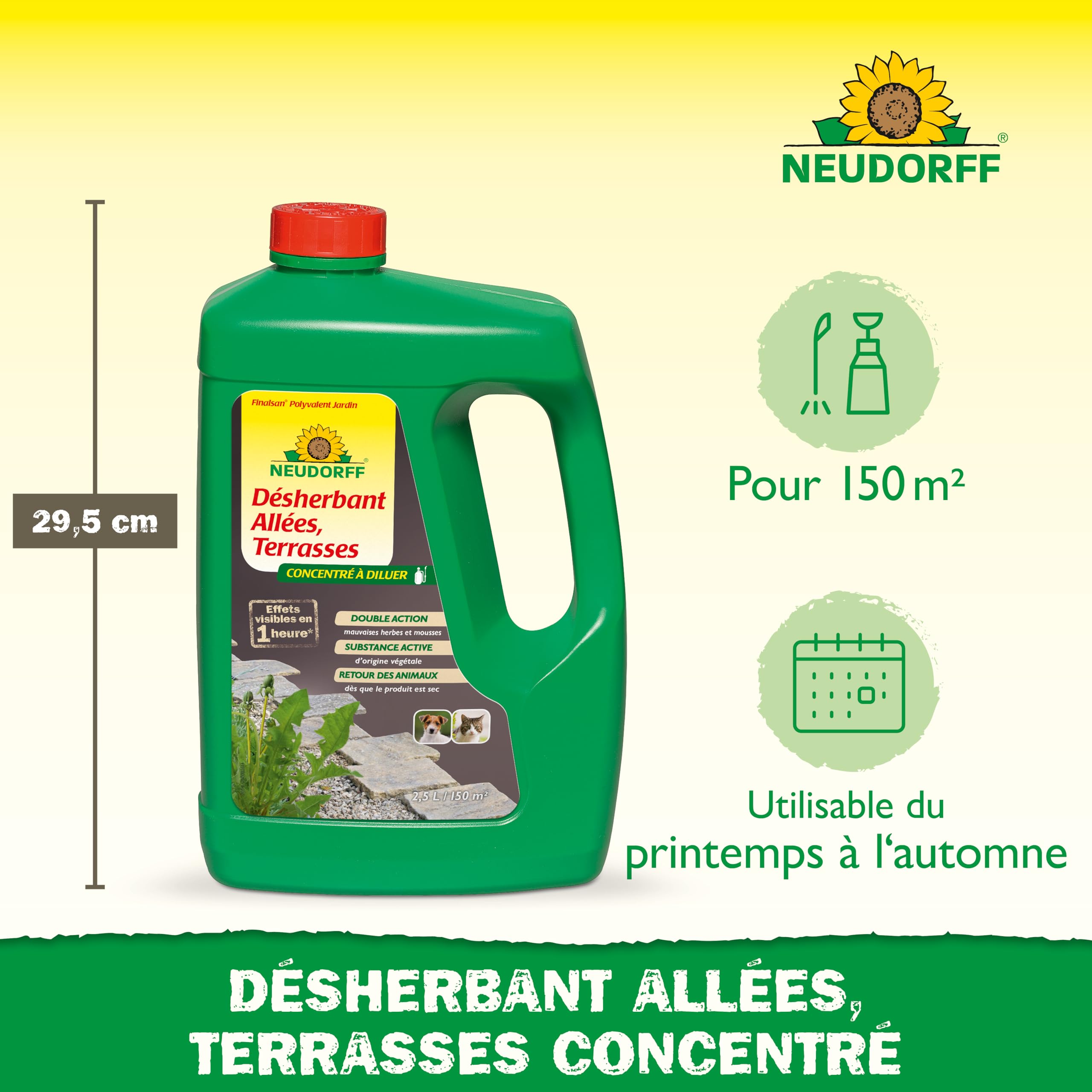 Neudorff Finalsan Désherbant Allées Terrasses 2,5 L sans glyphosate action rapide