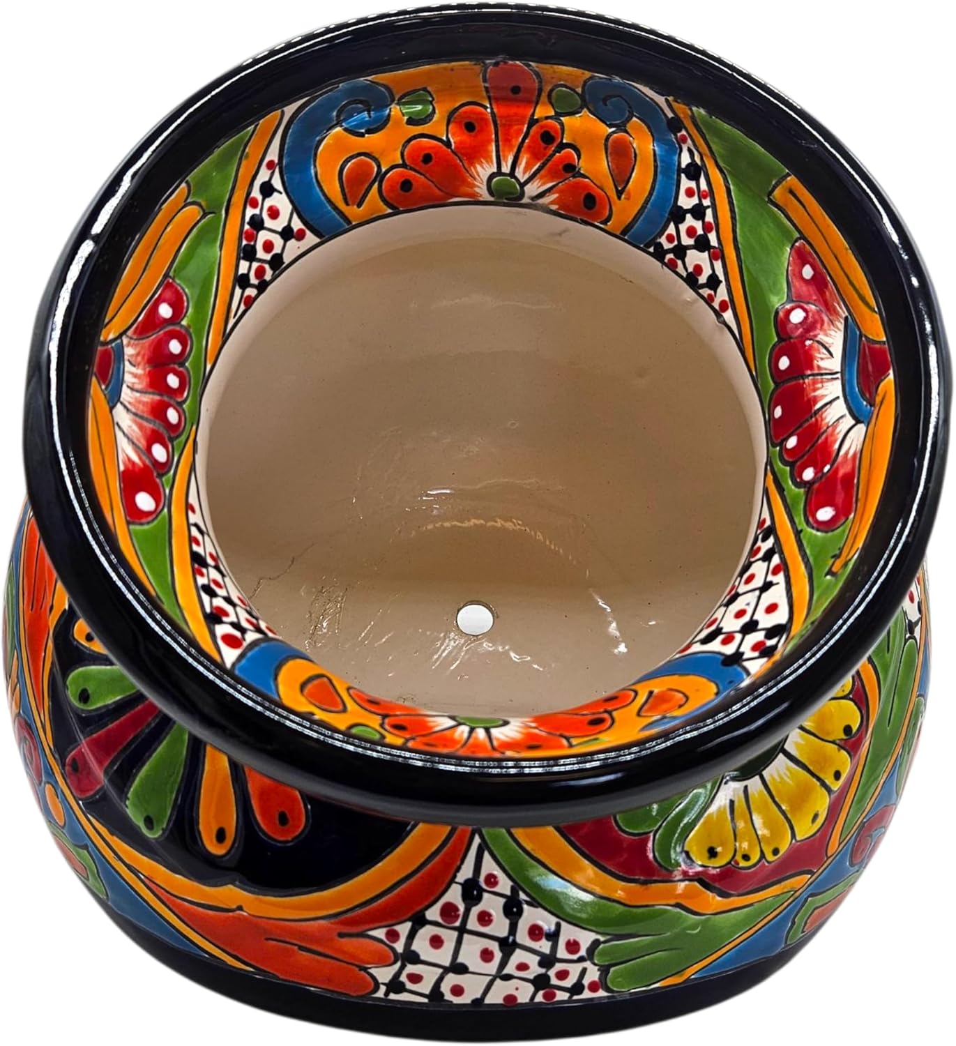 Welcome Planter Large Hand Painted Pot On Its Side Indoor Outdoor Multi Colored Glazed