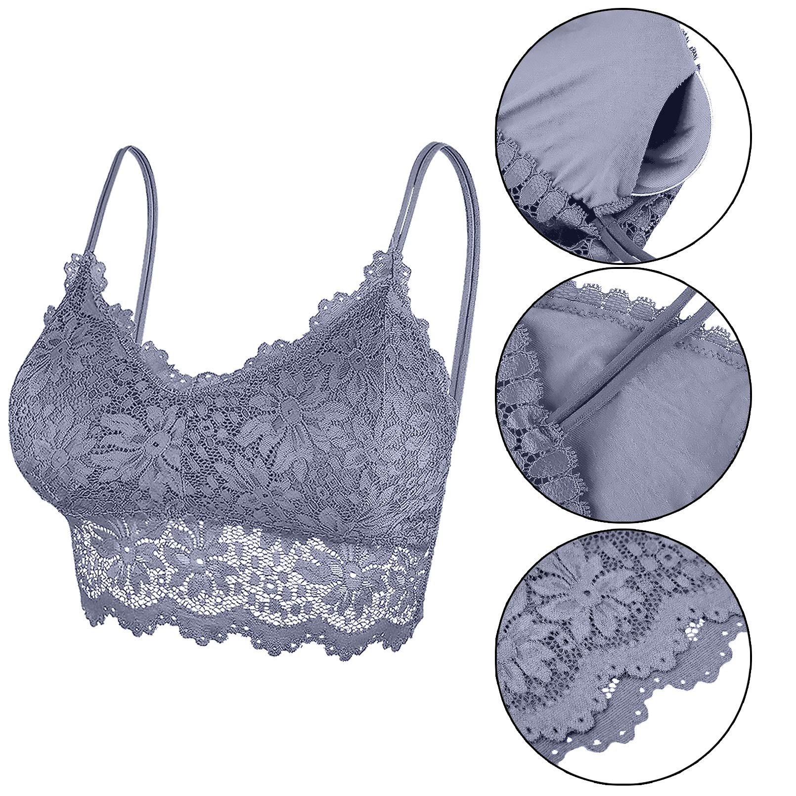 Duufin 5 Pezzi Reggiseno Bralette Pizzo Reggiseno Senza Ferretto per Donna e Ragazze