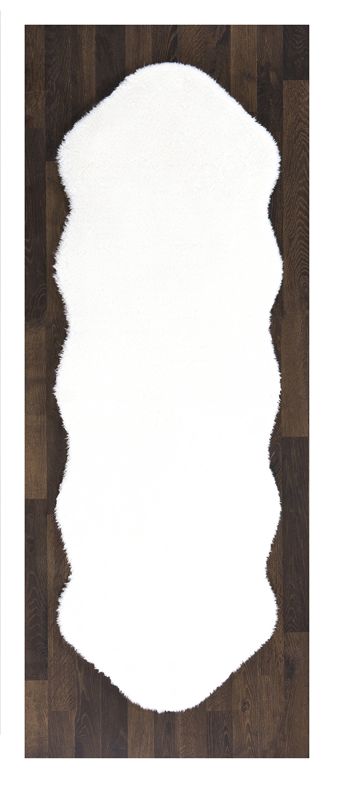 andiamo Teppich Lambskin - Kunstfell - flauschiger Teppich Schlafzimmer - geeignet als Bettvorleger Schlafzimmer oder als Fellteppich Wohnzimmer - Lammfellimitat pflegeleicht 55 x 160 cm weiß