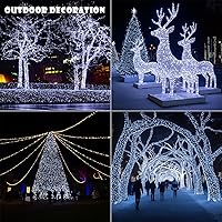 Vista 7 de Cadena de luces solares para exteriores, 200 pies 600 LED luces solares de hadas, impermeables, 8 modos, botón, cadena de luces para patio, jardín