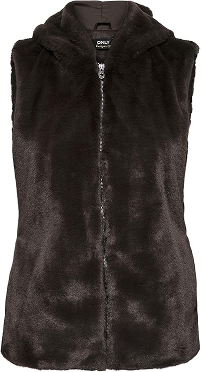ONLY Onlmalou – mid-budget faux fur weste damen, neutraler Ton, kompakter Schnitt