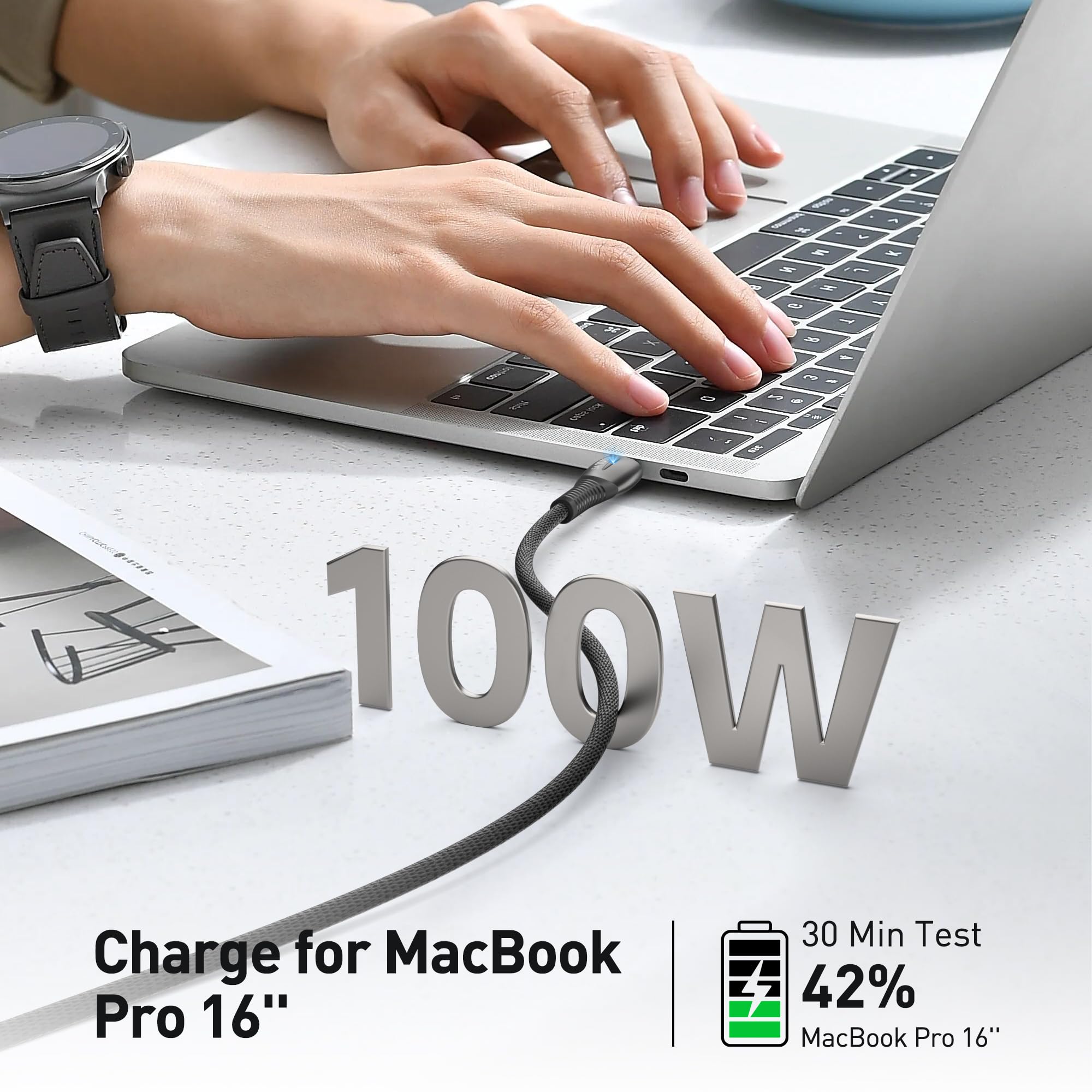 YISH Kabel USB C na USB C [2M/100W], 5A PD/QC3.0 Typu C Szybkie Ładowanie, Nylonowy Pleciony Kabel do Ładowania USBC kompatybilny ze MacBook iPhone 17 16 15 Pro Max Samsung S25 S24 S23 Ultra iPad