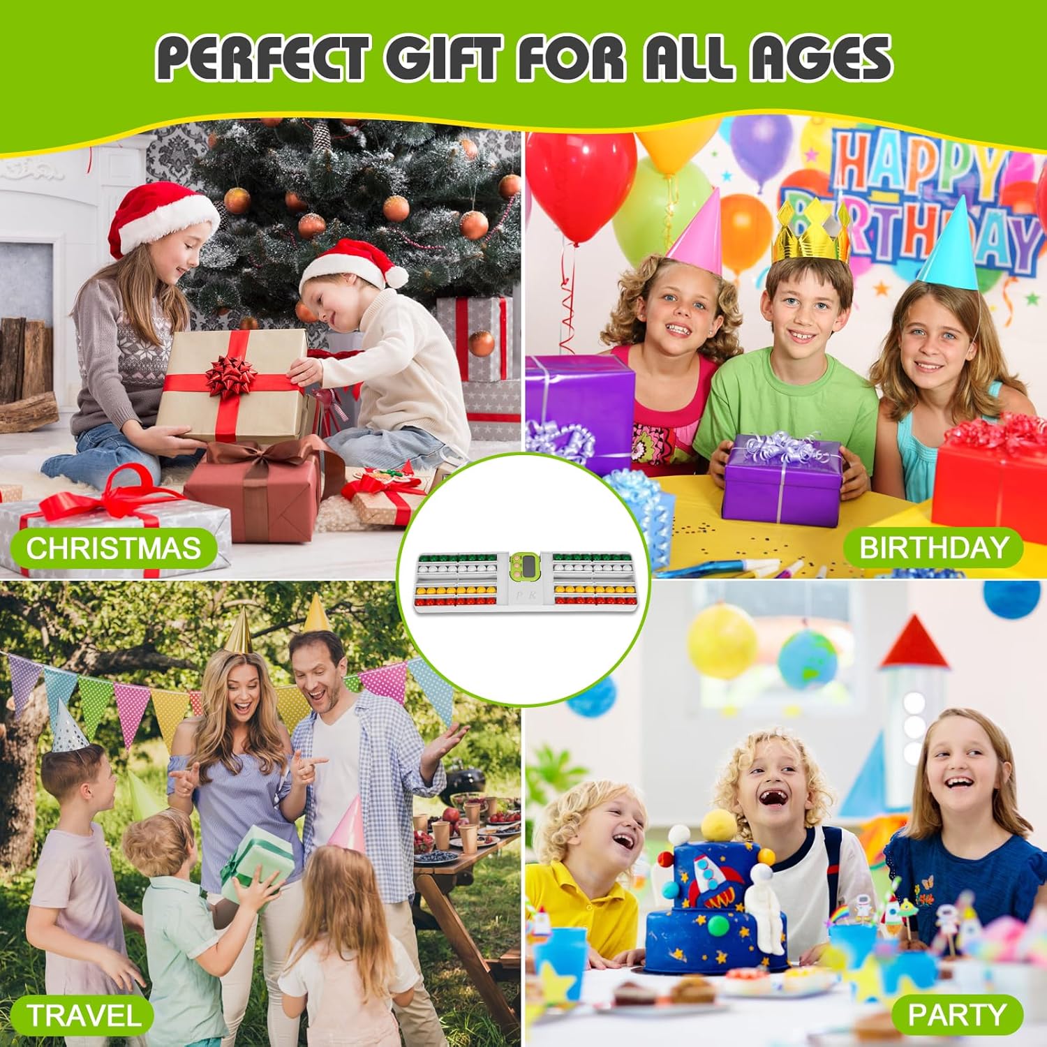 Ball Sort Puzzle Game Color Sorting Bead Board with Timer for Kids & Adults - 2-Player Educational Sensory Toy - Includes 64 Beads & 20 Challenge Cards - Enhance Cognitive & Social Skills