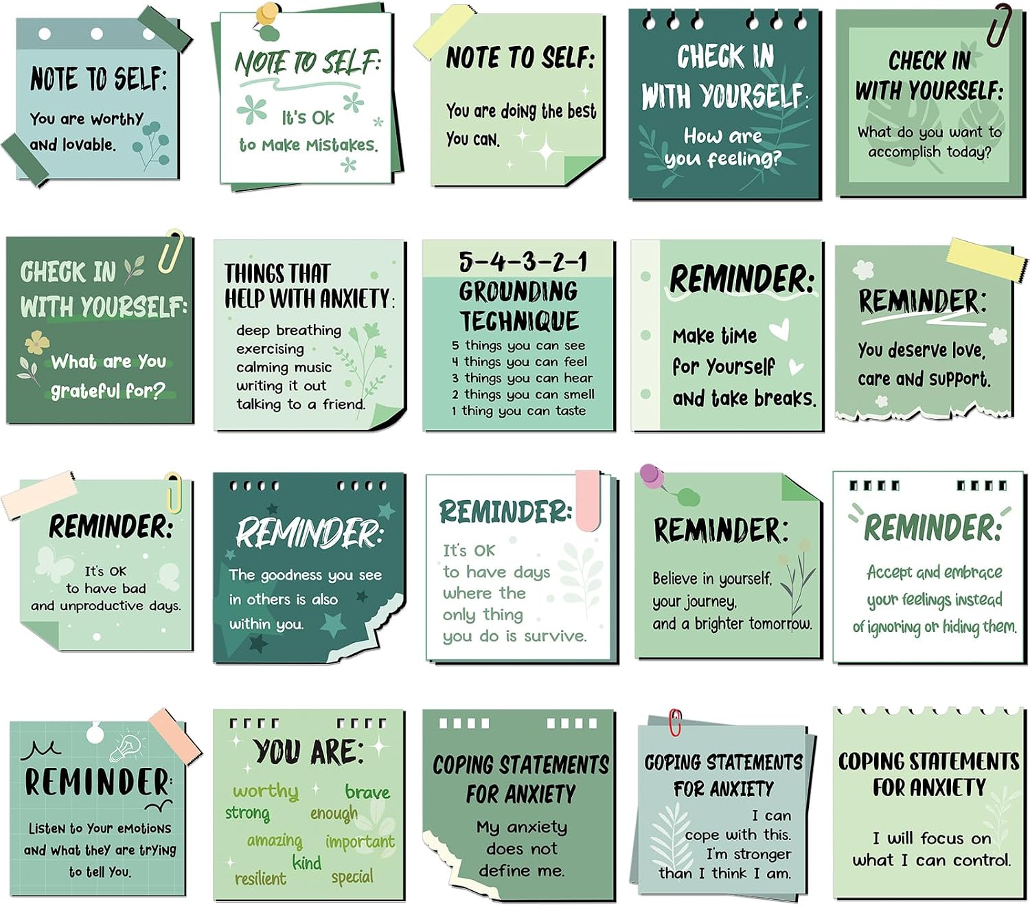 300 Pcs Motivational Mental Health Affirmation Stickers, Bright Colors