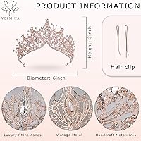Vista 6 de Corona barroca de reina para boda, novia, diadema de cristal hecha a mano con diamantes de imitación, tiaras y corona para mujeres, boda, Halloween