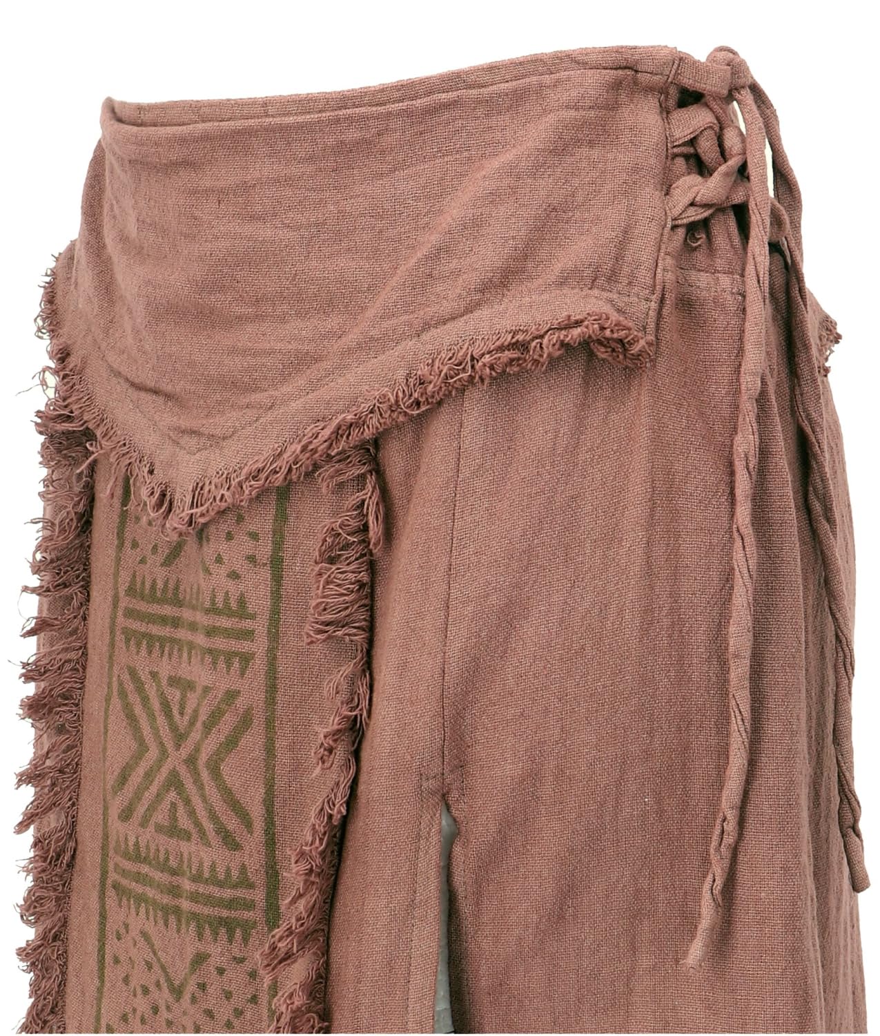 GURU SHOP Falda de panel largo, falda abierta de verano, falda étnica, para mujer, marrón, algodón, talla: 38