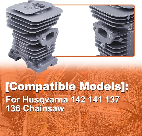 Vista 4 de Kit de carburador de pistón de cilindro de 1.575 in para motosierra Husqvarna 142 141 137 136 530069941, 530071987, 530019172, 530035482, 530029811