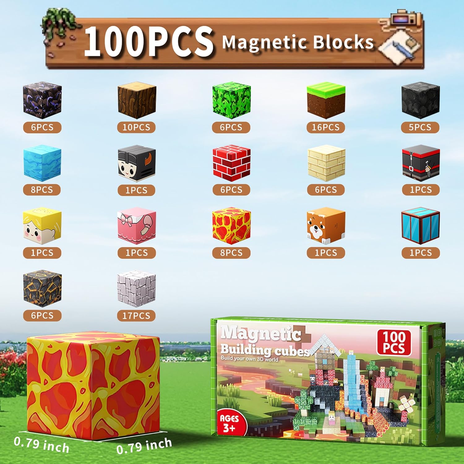 100 PCS Building Blocks, 3D Construction Build Toys, STEM Sensory Building Cubes Gifts for Valentines Day, Easter Basket Stuffers (Multicolor-100PCS)