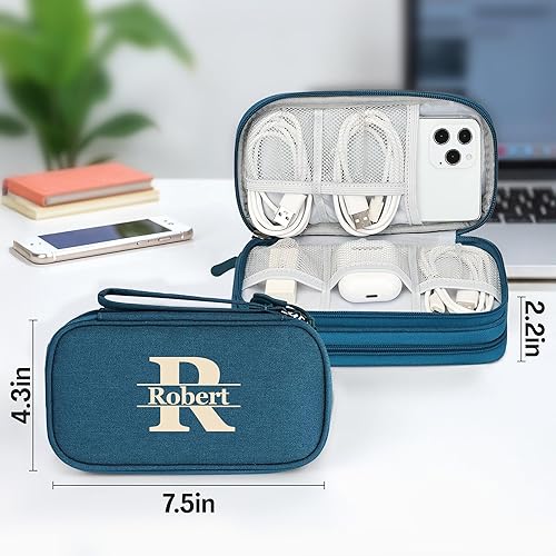 Miniatura 2 de Estuche organizador de artículos electrónicos personalizados, bolsa de almacenamiento compacta de cables con nombre personalizado para cargadores,