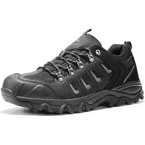 NORTIV 8 Men's Waterproof Hiking Shoes Leather Low-Top Hiking Shoes for Outdoor Trailing Trekking Camping Walking