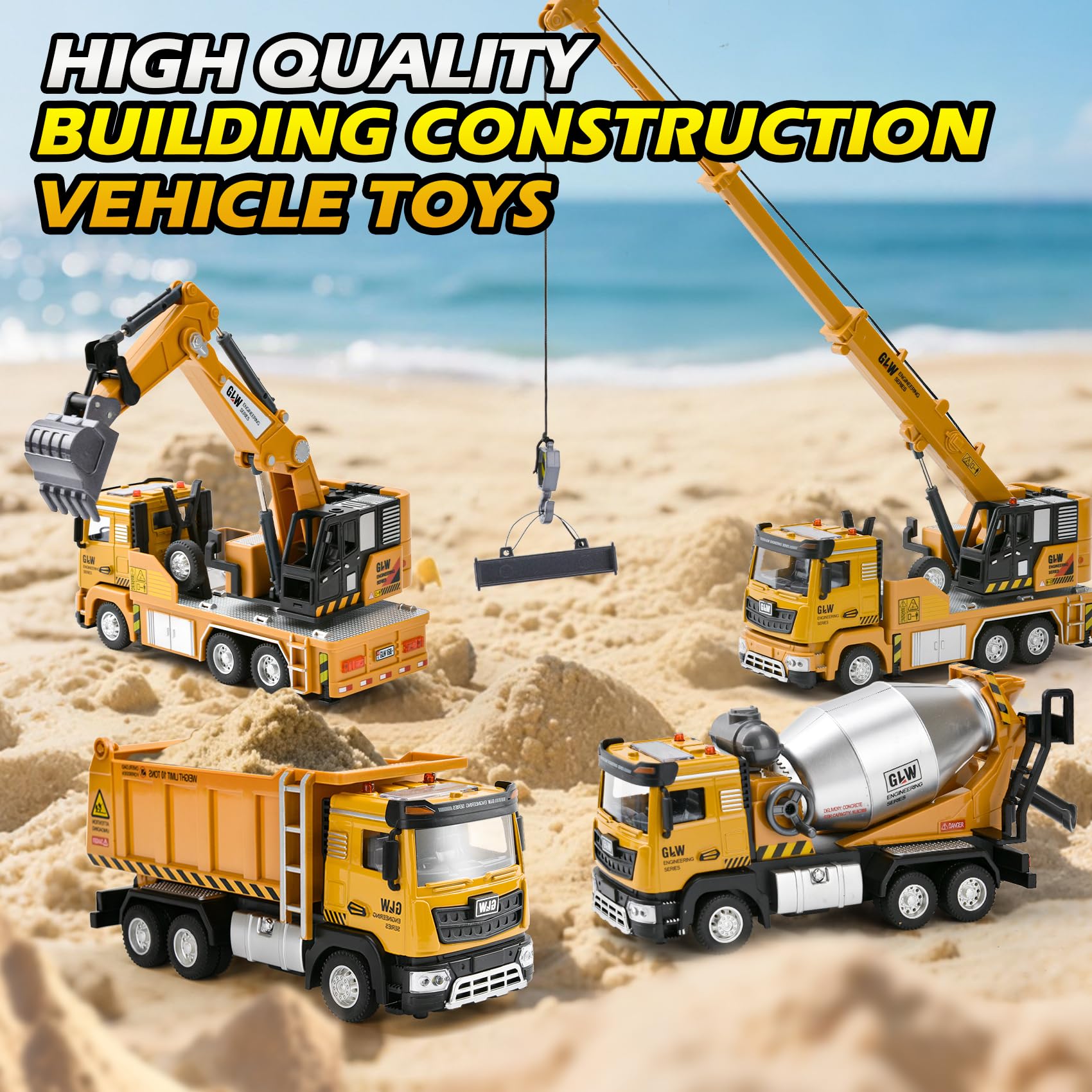 Véhicules de Chantier Enfants, 1:40 Camion Benne, Engins de Chantier Jouet avec Lumière et Son, Voiture Jeux Construction, Jouet Enfant 3 4 5 6 Ans Garcon