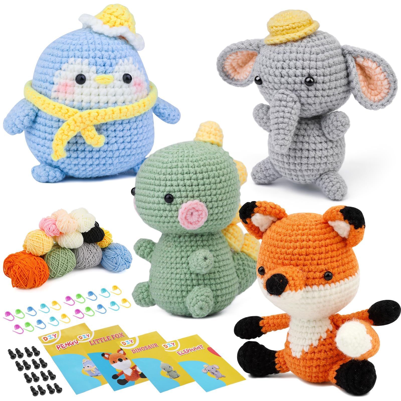 Sponsored Ad – Easusy Crochet Kit, Animal Crochet Kits for Beginners Adults, Including Crochet Hook, Yarn Balls, Needles, Instructions