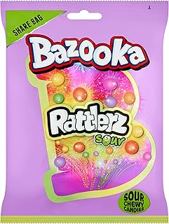 حلوى راتلرز بنكهة الحلويات الحامضة من بازوكا، عبوة 120 جرام
